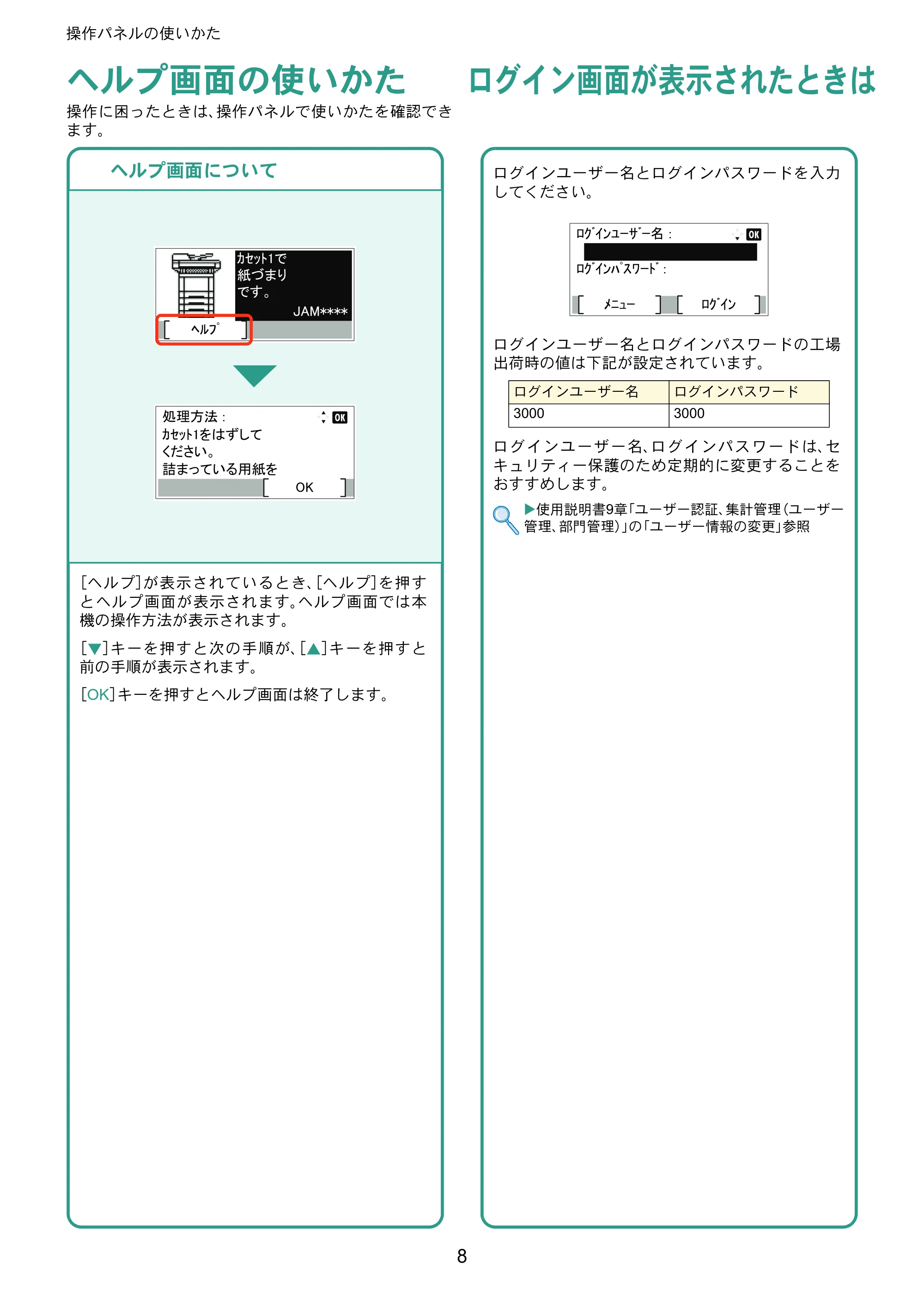 京セラ ECOSYS M6530cdn ECOSYS M6530cdn クイックガイド — ヘルプ画面の使いかた — 原本ページ — 8ページ
