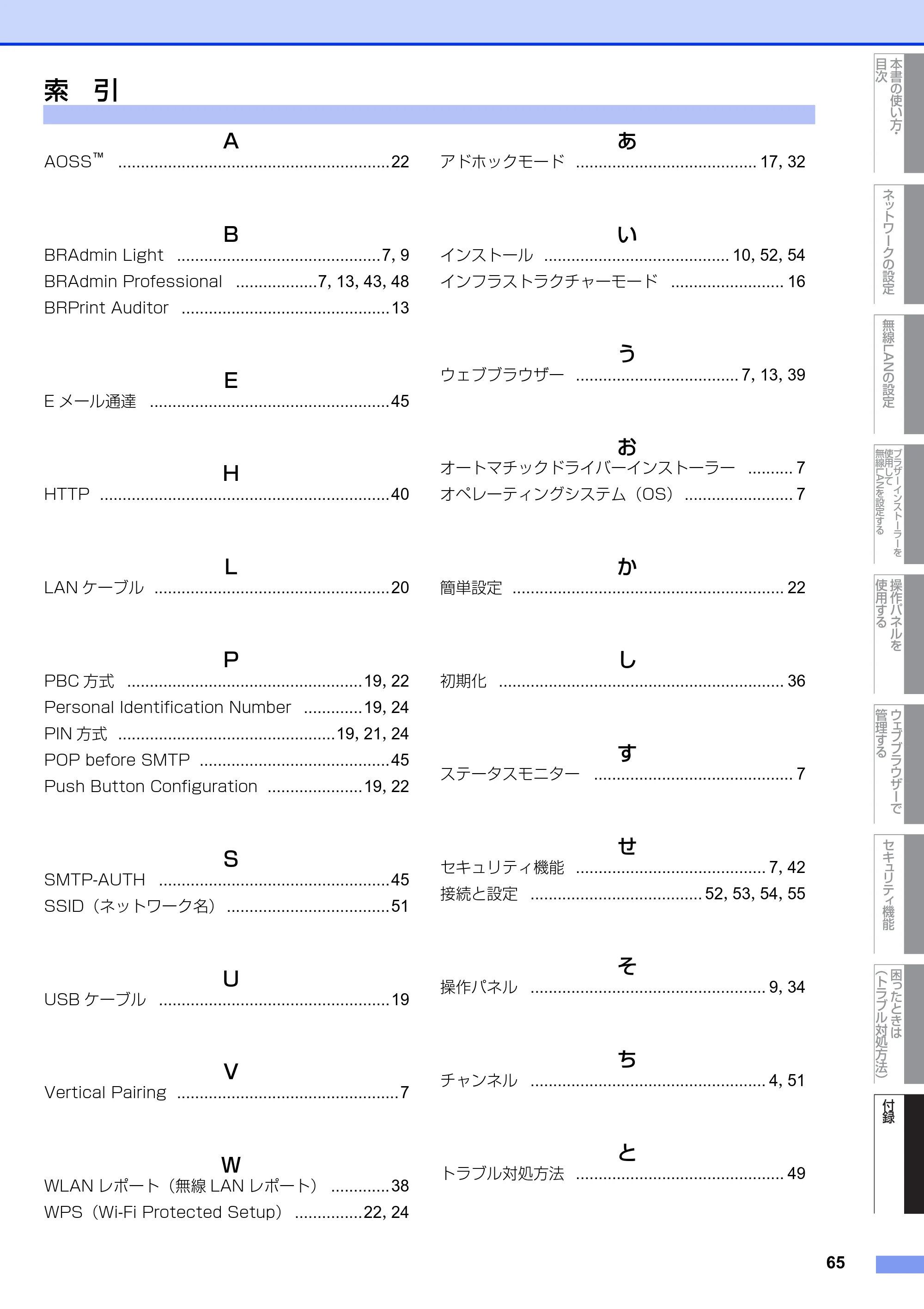 ブラザー HL-2270DW ユーザーズガイド ～ネットワーク操作編～ — 索 引 — 原本ページ — 66ページ