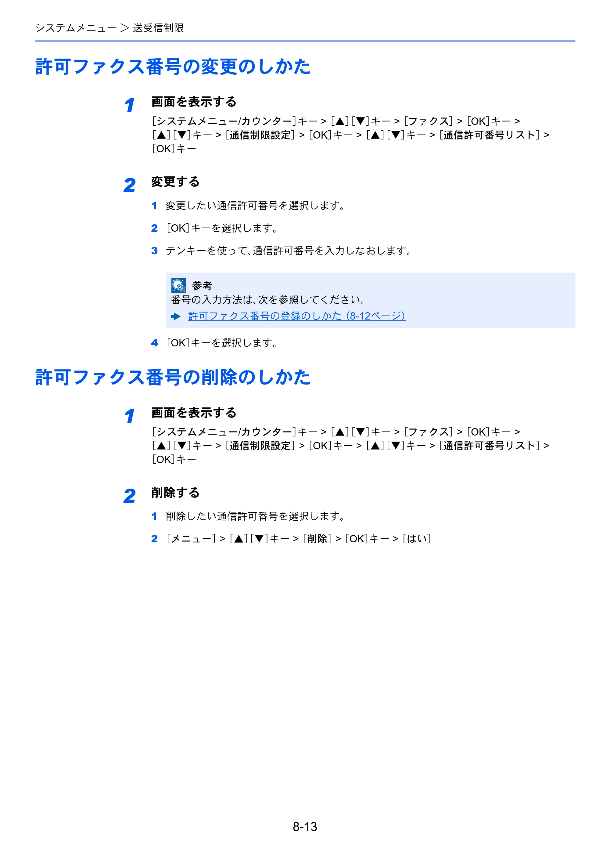 京セラ ECOSYS M2540dw ECOSYS M2540dw FAX使用説明書 — 許可ファクス番号の変更のしかた — 原本ページ — 157ページ