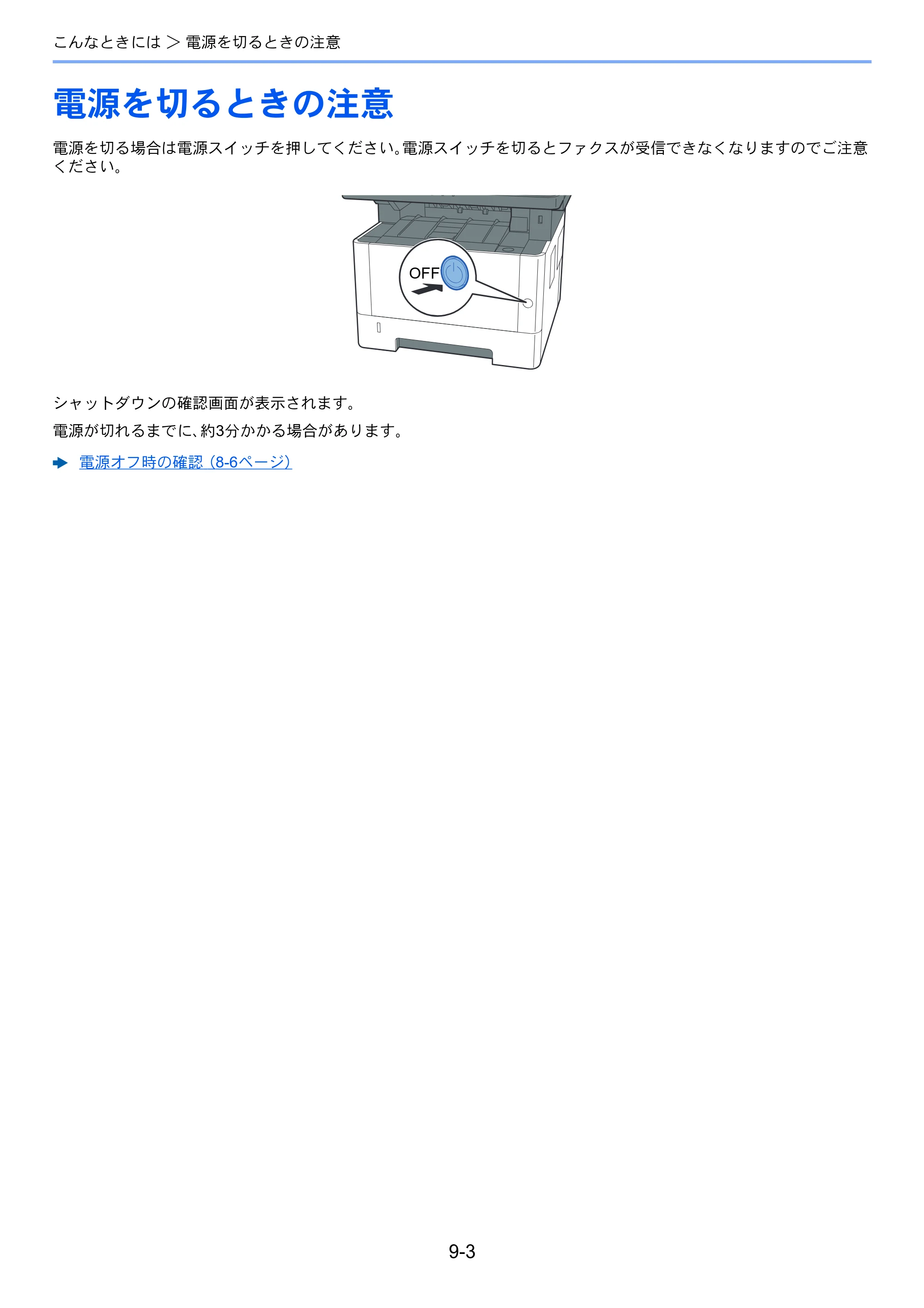 京セラ ECOSYS M2540dw ECOSYS M2540dw FAX使用説明書 — 電源を切るときの注意 — 原本ページ — 168ページ