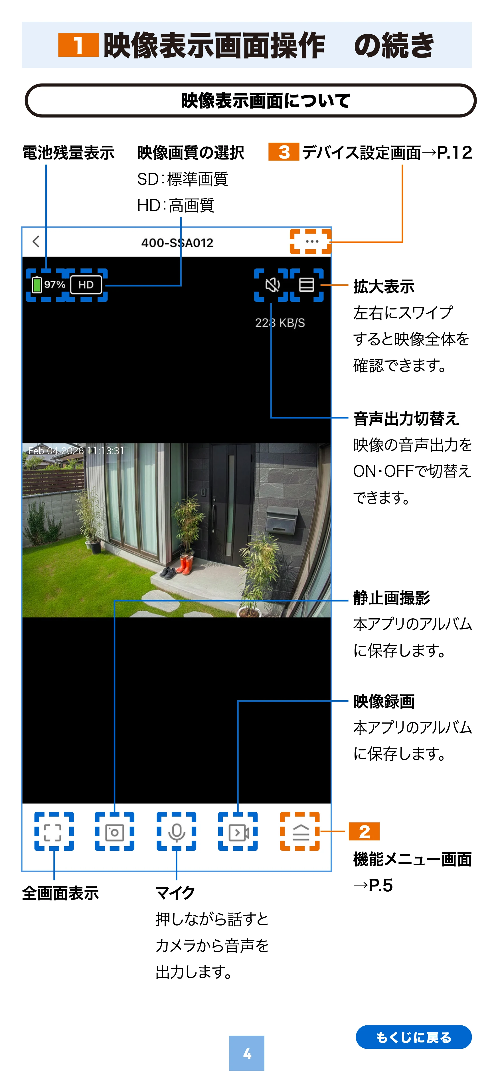 サンワサプライ 400-SSA012 取扱説明書 — 映像表示画面操作 の続き 1 — 原本ページ — 4ページ