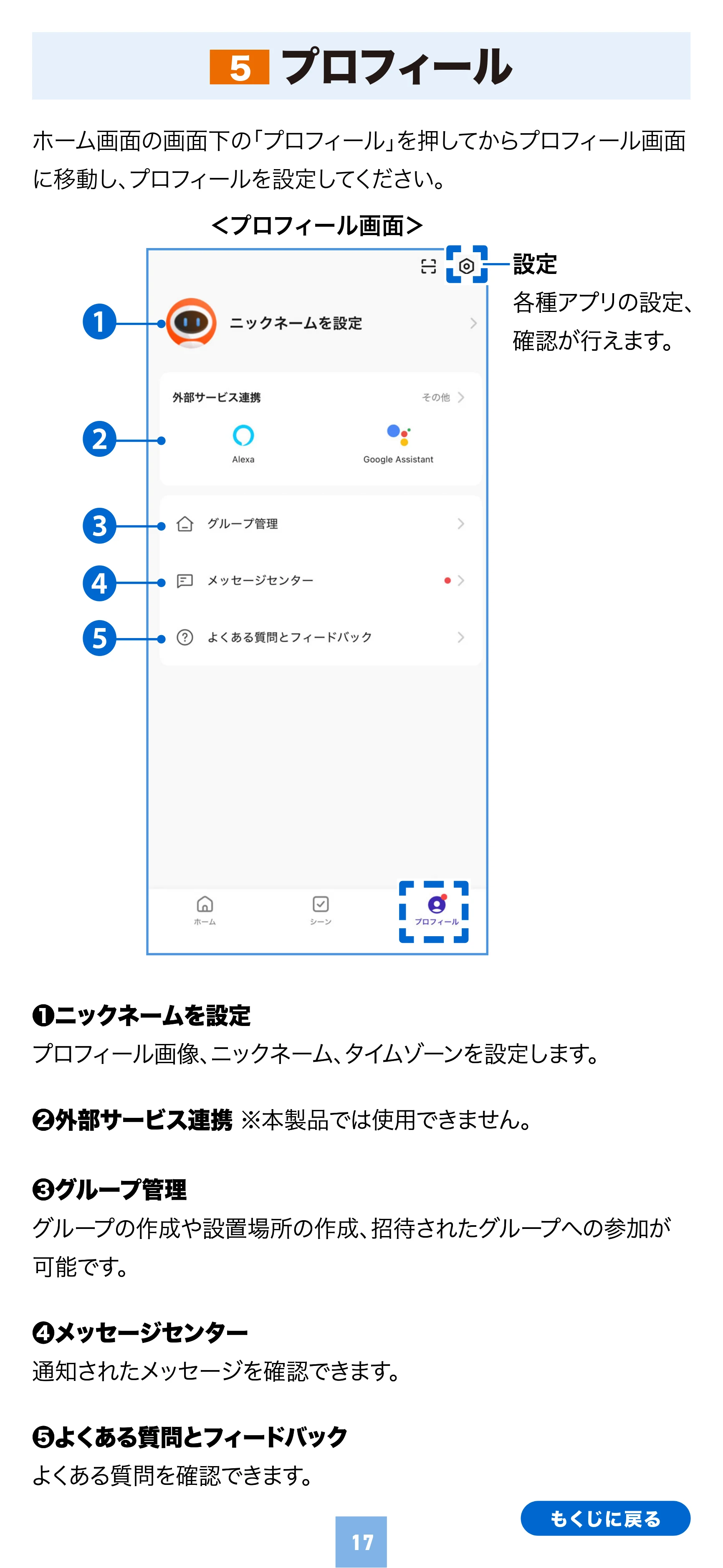 サンワサプライ 400-SSA012 取扱説明書 — プロフィール 5 — 原本ページ — 17ページ