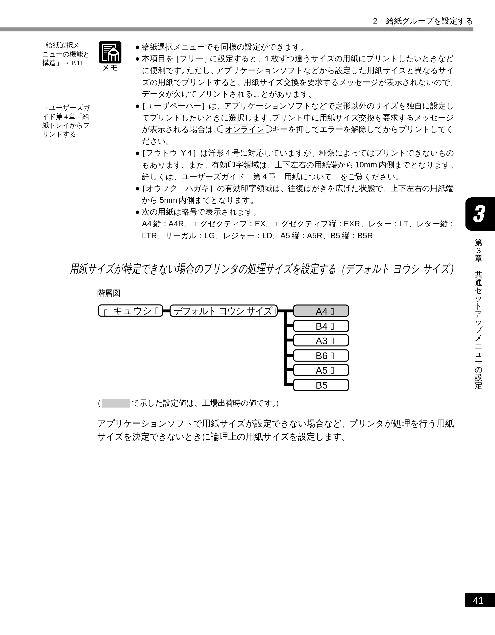 キヤノン LBP-1610 LIPS機能ガイド （PDF形式／3.64Mバイト） — 用紙サイズが特定できない場合のプリンタの処理サイズを設定する（デフォルト ヨウシ サイズ） — 原本ページ — 52ページ