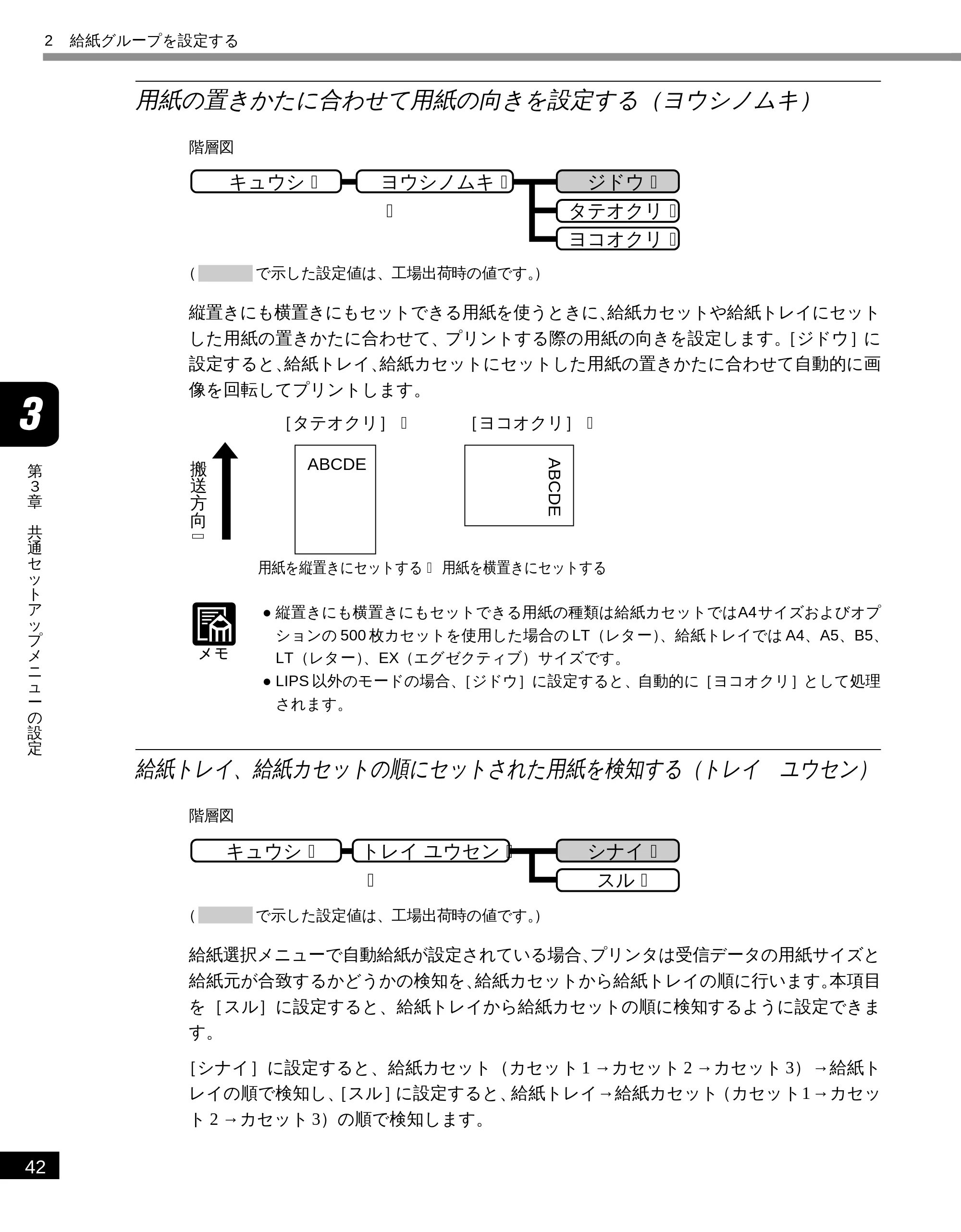キヤノン LBP-1610 LIPS機能ガイド （PDF形式／3.64Mバイト） — 用紙の置きかたに合わせて用紙の向きを設定する（ヨウシノムキ） — 原本ページ — 53ページ