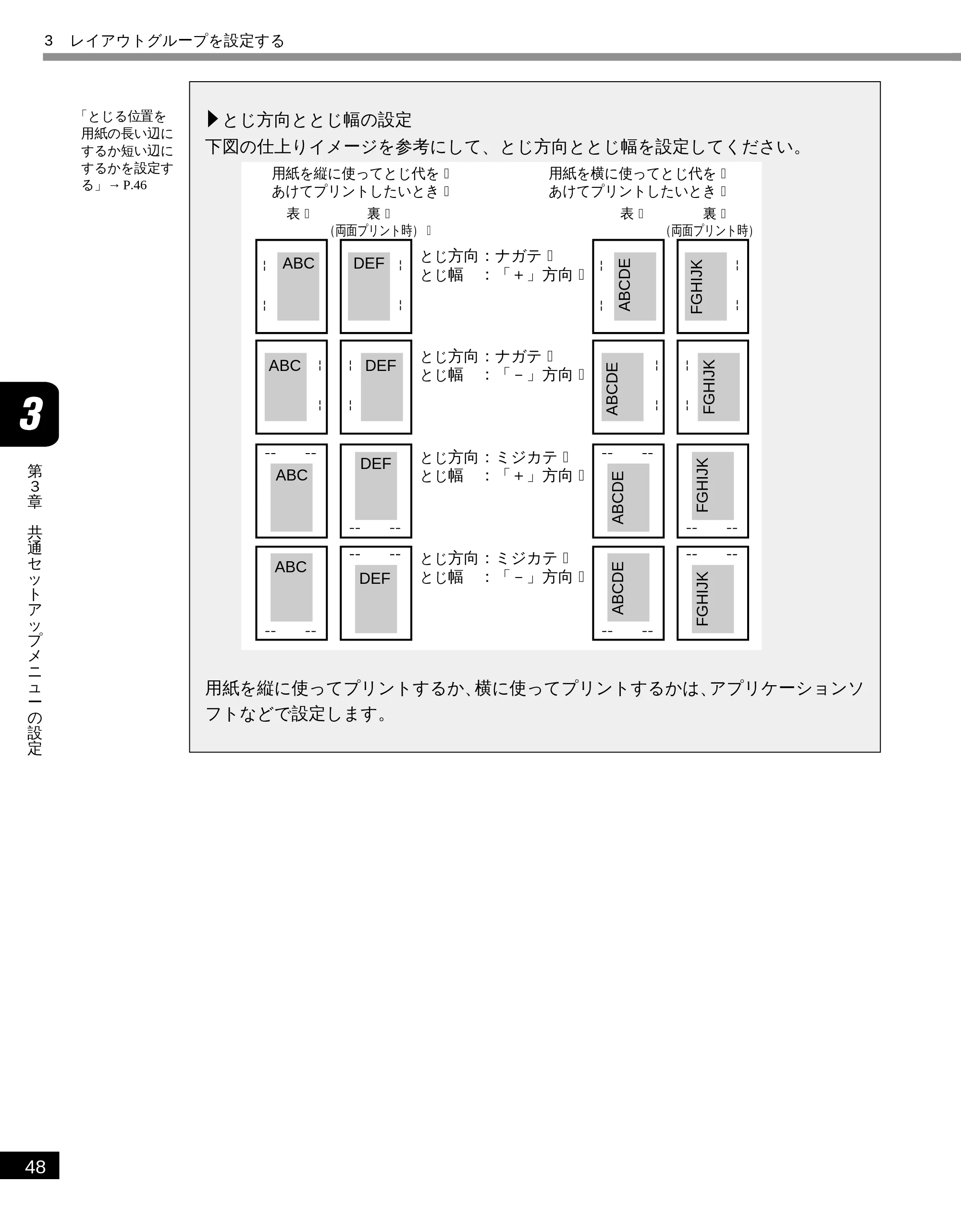 キヤノン LBP-1610 LIPS機能ガイド （PDF形式／3.64Mバイト） — とじ方向ととじ幅の設定 — 原本ページ — 59ページ