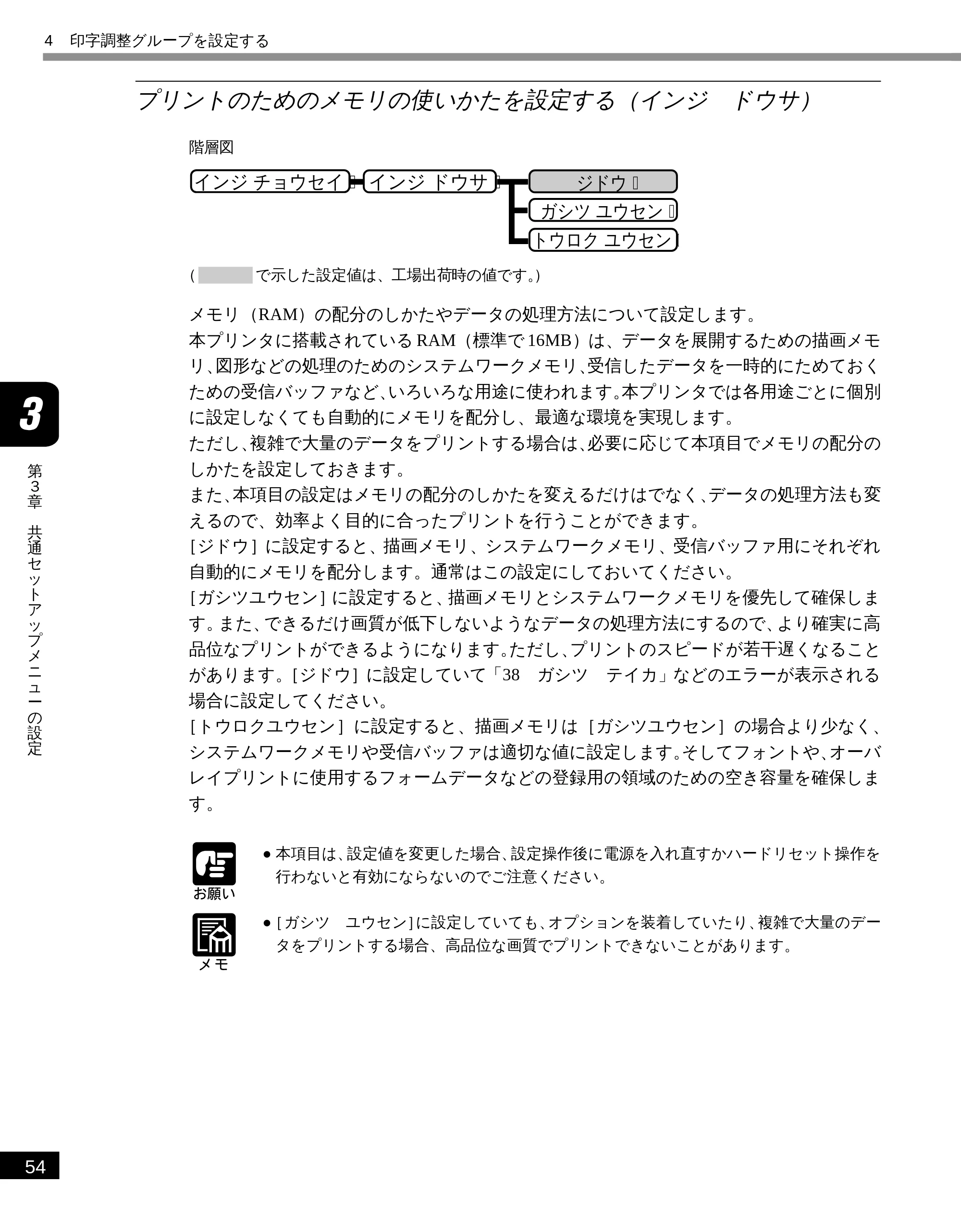 キヤノン LBP-1610 LIPS機能ガイド （PDF形式／3.64Mバイト） — プリントのためのメモリの使いかたを設定する（インジ ドウサ） — 原本ページ — 65ページ