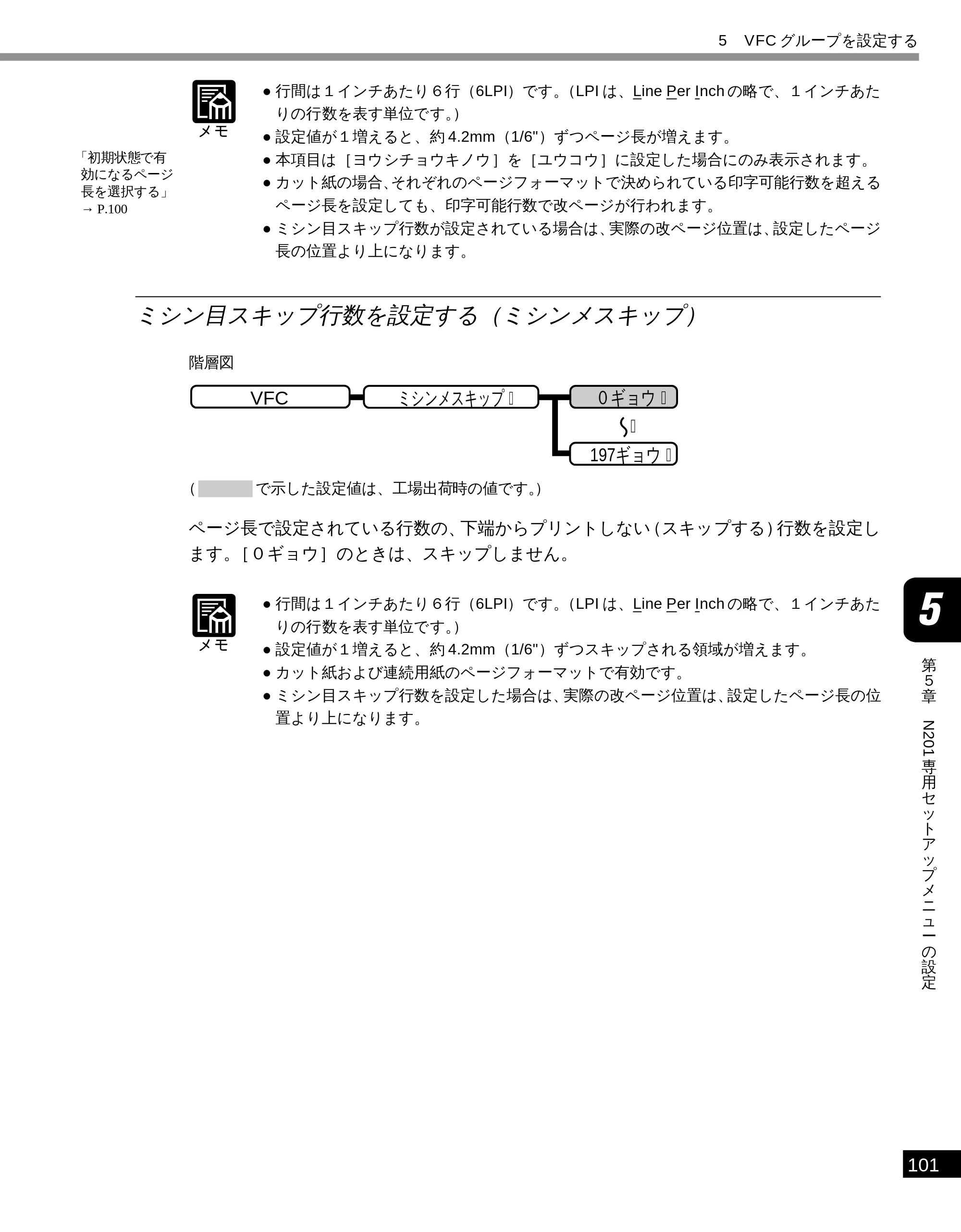 キヤノン LBP-1610 LIPS機能ガイド （PDF形式／3.64Mバイト） — ミシン目スキップ行数を設定する（ミシンメスキップ） — 原本ページ — 112ページ