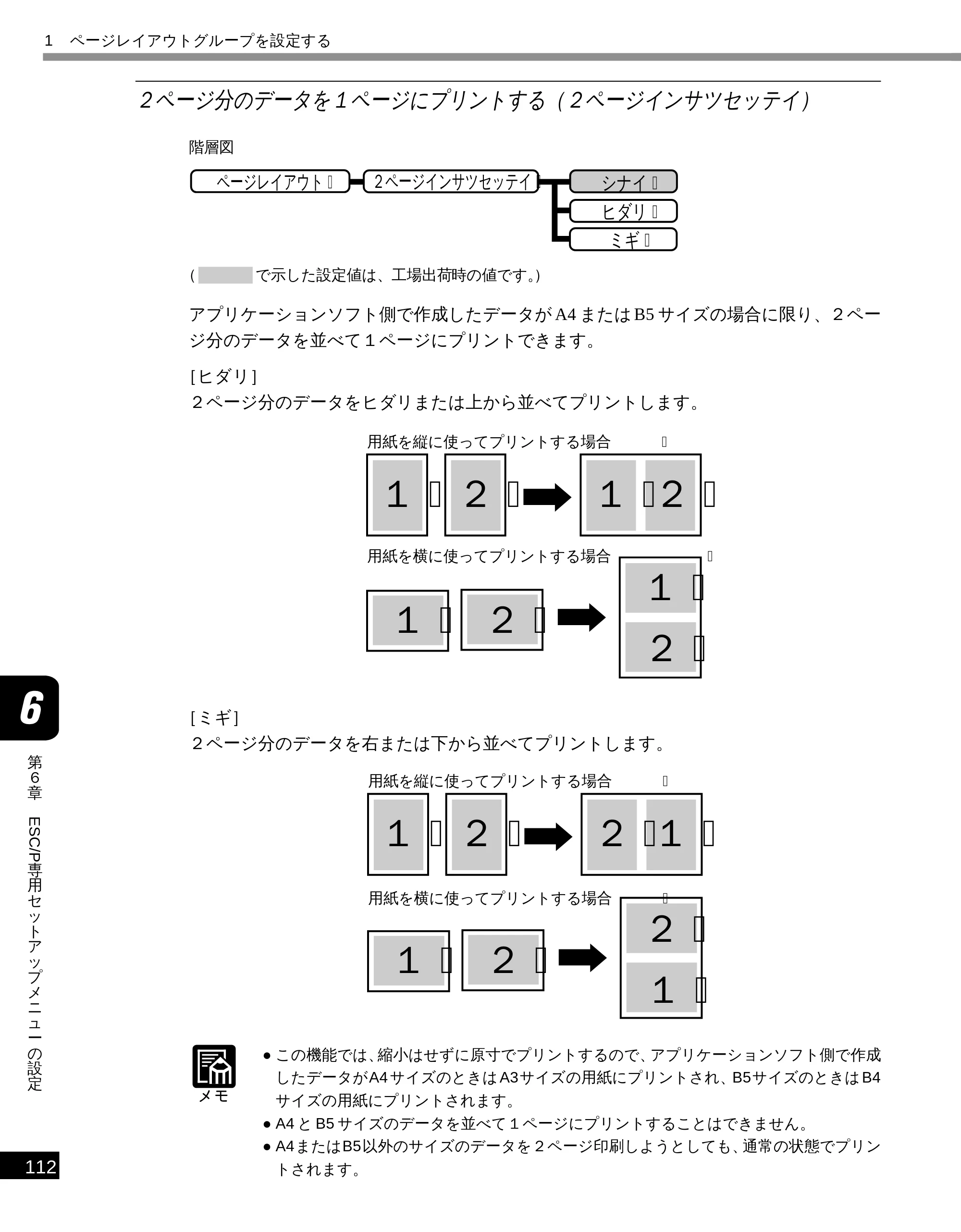 キヤノン LBP-1610 LIPS機能ガイド （PDF形式／3.64Mバイト） — ２ ページ分のデータを１ ページにプリントする（２ ページインサツセッテイ） — 原本ページ — 123ページ