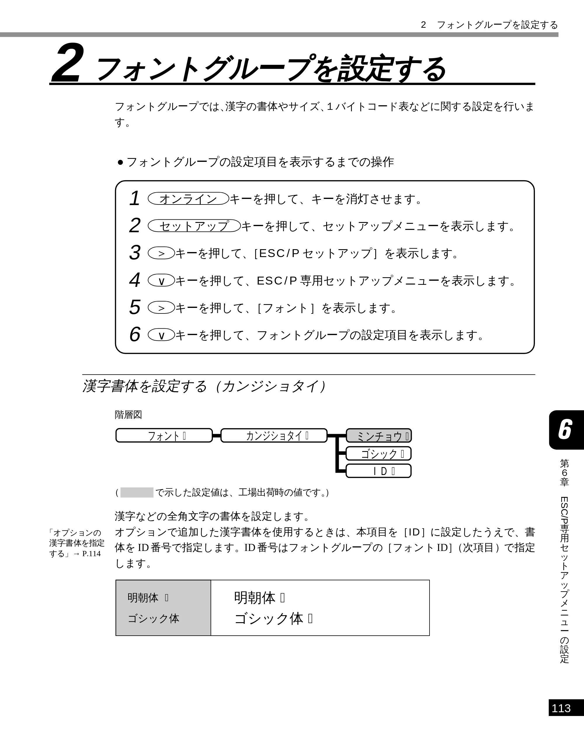 キヤノン LBP-1610 LIPS機能ガイド （PDF形式／3.64Mバイト） — 2 フォントグループを設定する — 原本ページ — 124ページ