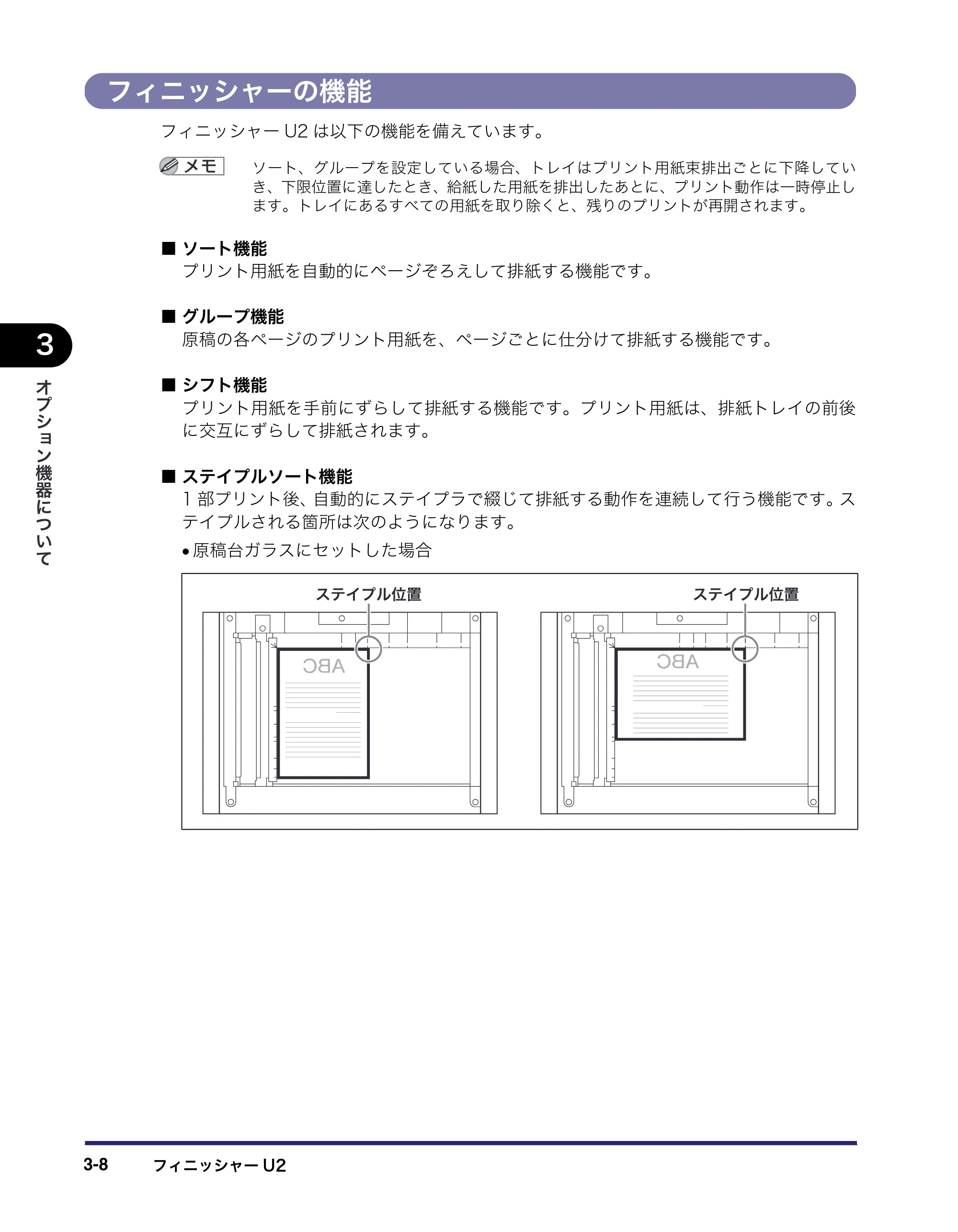 キヤノン MF7455DN/MF7430D ユーザーズガイド 2020年1月16日掲載（PDF：21.1MB） — フィニッシャーの機能 — 原本ページ — 138ページ