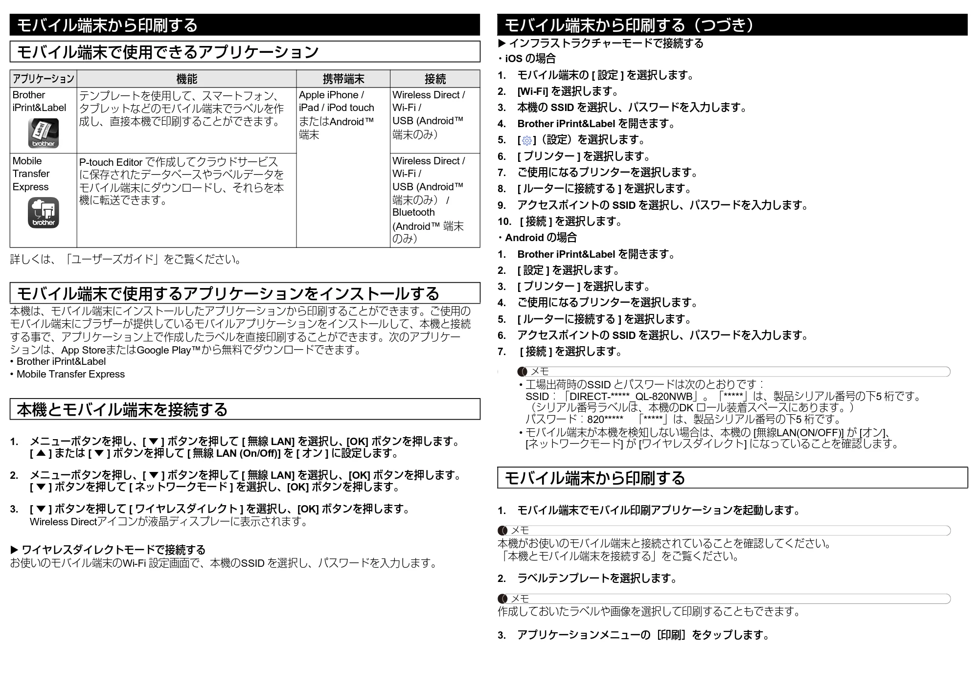ブラザー QL-820NWB/ 820NWBc かんたん設置ガイド — モバイル端末から印刷する — 原本ページ — 7ページ