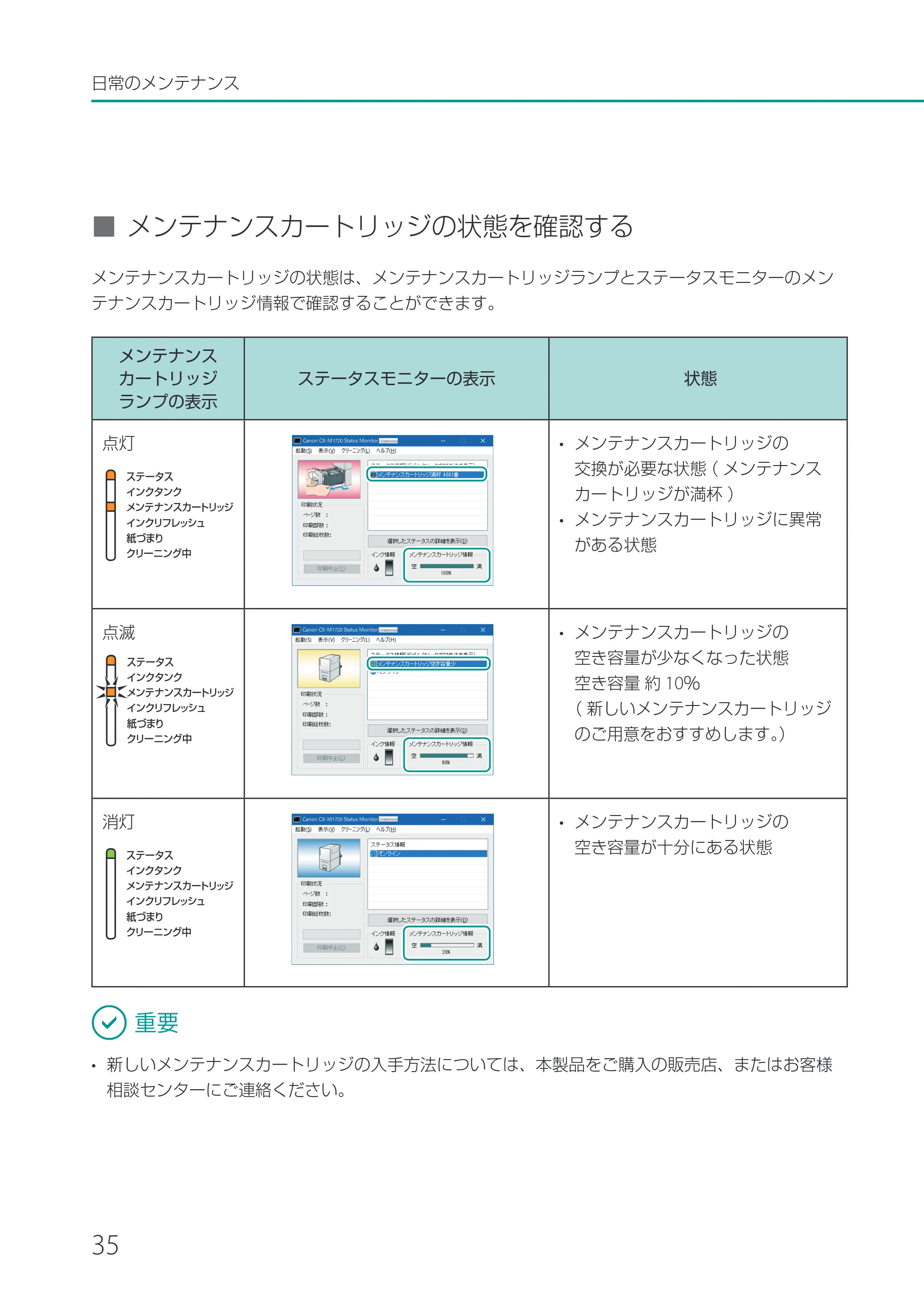 キヤノン CX-M1720 CX-M1720 基本操作ガイド 2024年8月1日更新（PDF：10.7MB） — 原本ページ — 38ページ