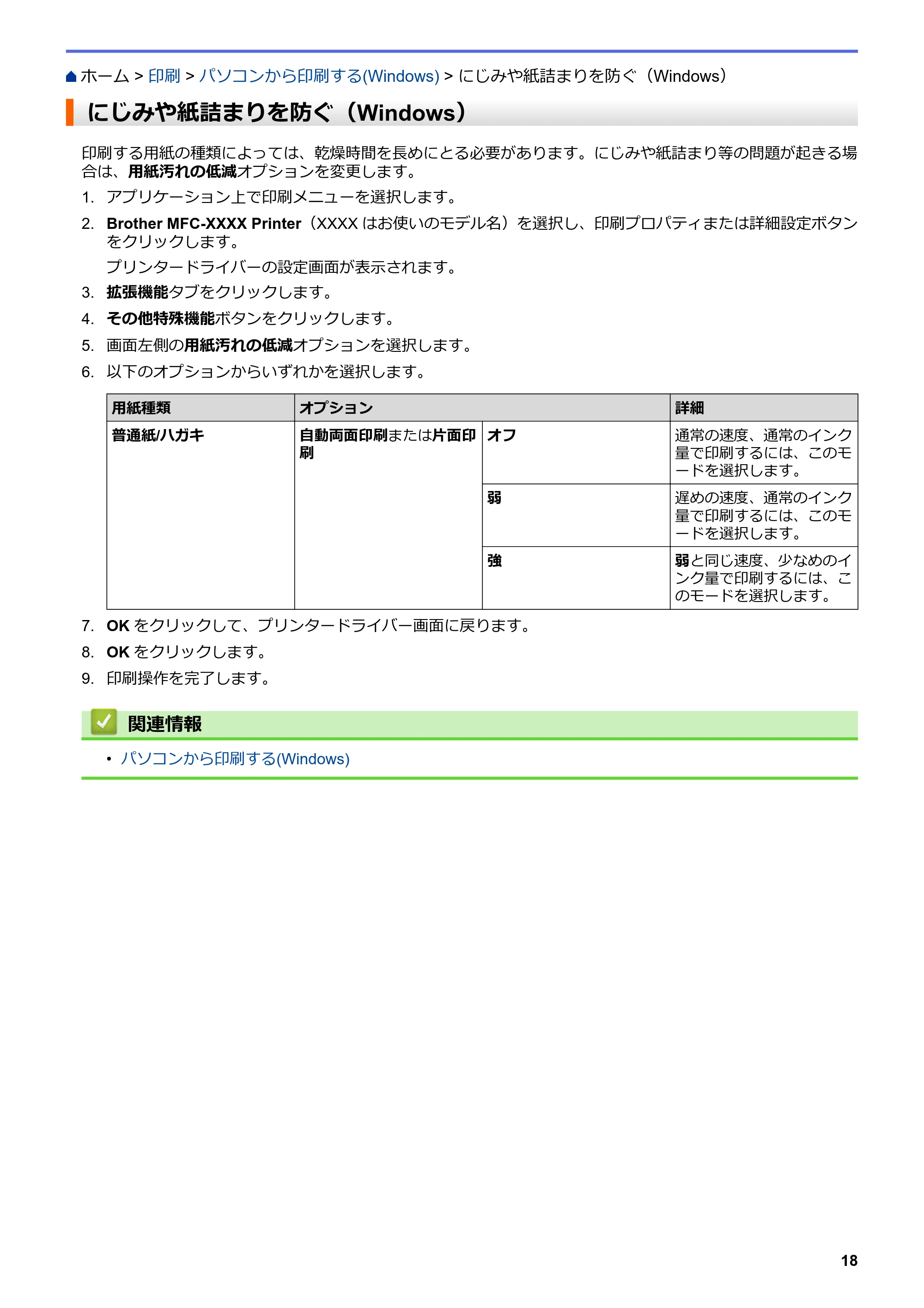 ブラザー DCP-J988N / MFC-J1500N / MFC-J1605DN ユーザーズガイド(印刷用) ~パソコン活用&ネットワーク~ — にじみや紙詰まりを防ぐ(Windows) — 原本ページ — 23ページ