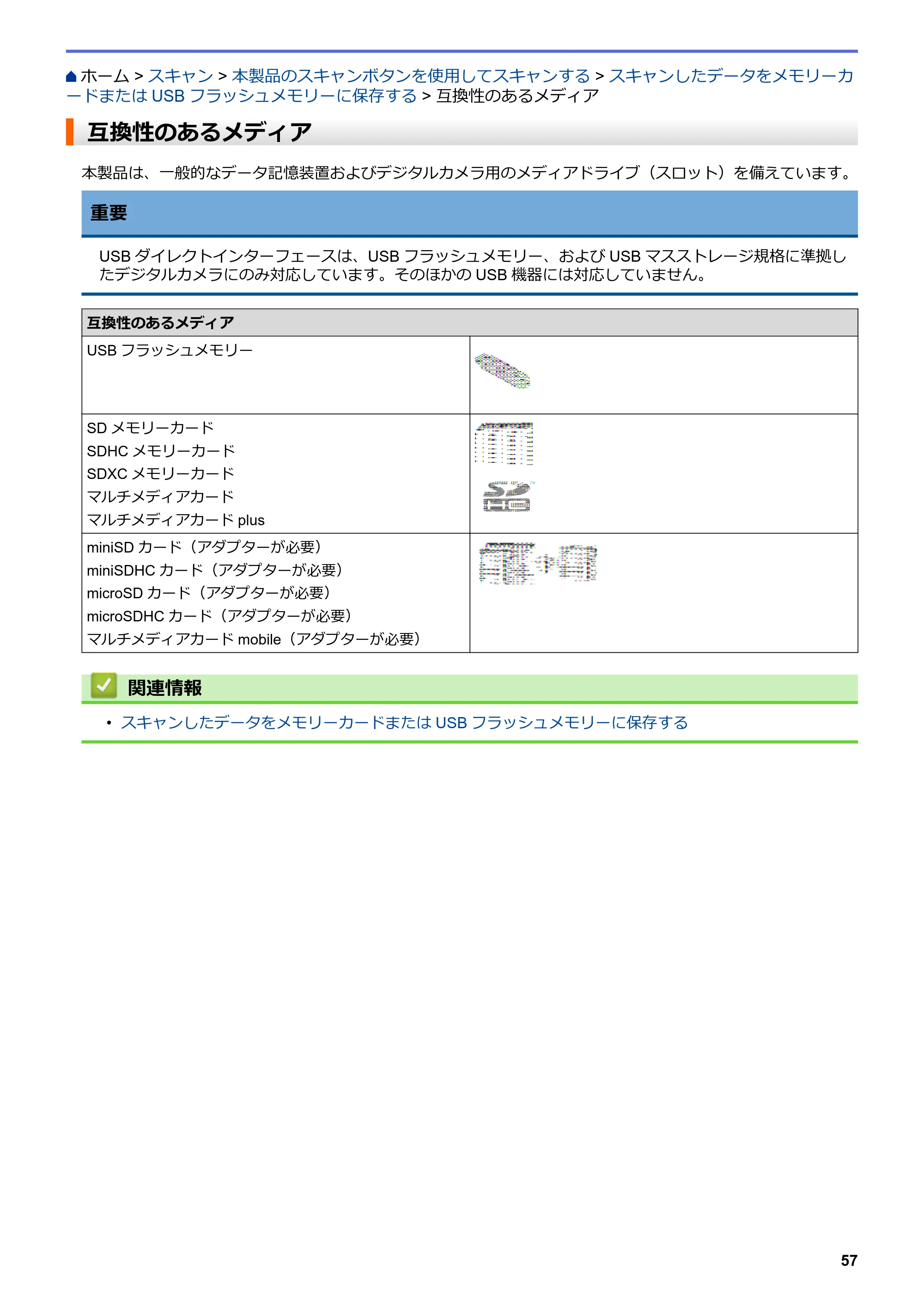 ブラザー DCP-J988N / MFC-J1500N / MFC-J1605DN ユーザーズガイド(印刷用) ~パソコン活用&ネットワーク~ — 互換性のあるメディア — 原本ページ — 62ページ