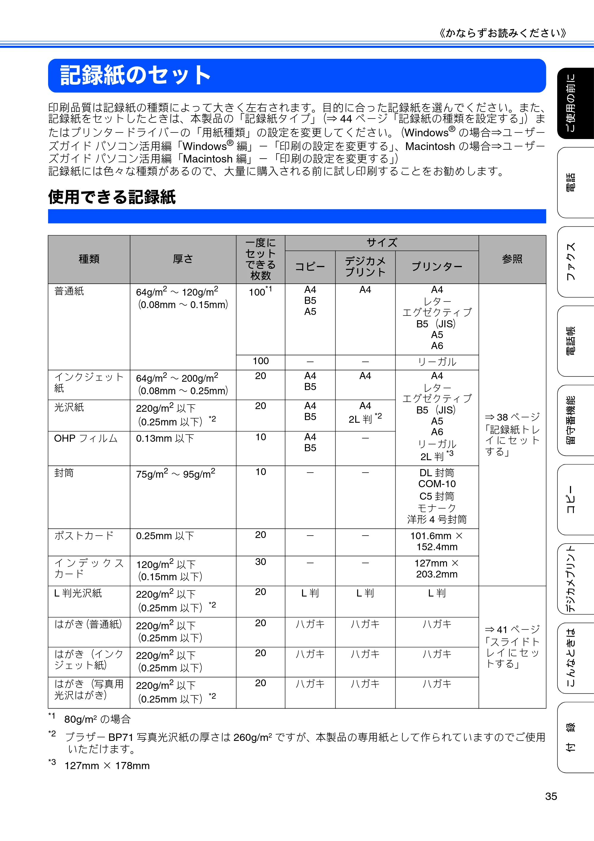 ブラザー MFC-J805D / MFC-J805DW / MFC-J855DN / MFC-J855DWN ユーザーズガイド ～基本編～ — 記録紙のセット — 原本ページ — 37ページ