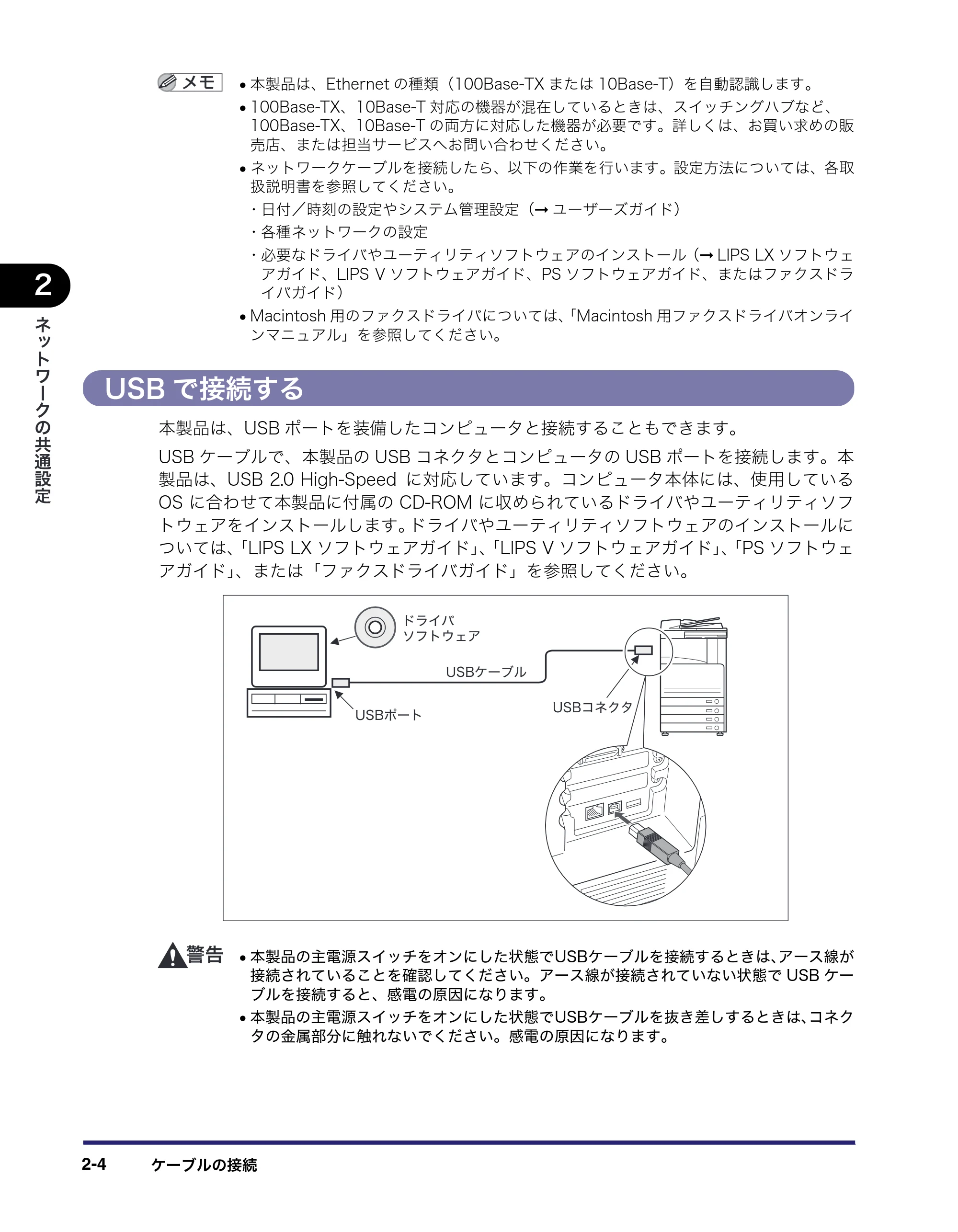 キヤノン iR C2550F ネットワークガイド (PDF形式/7.48Mバイト) — USBで接続する — 原本ページ — 28ページ