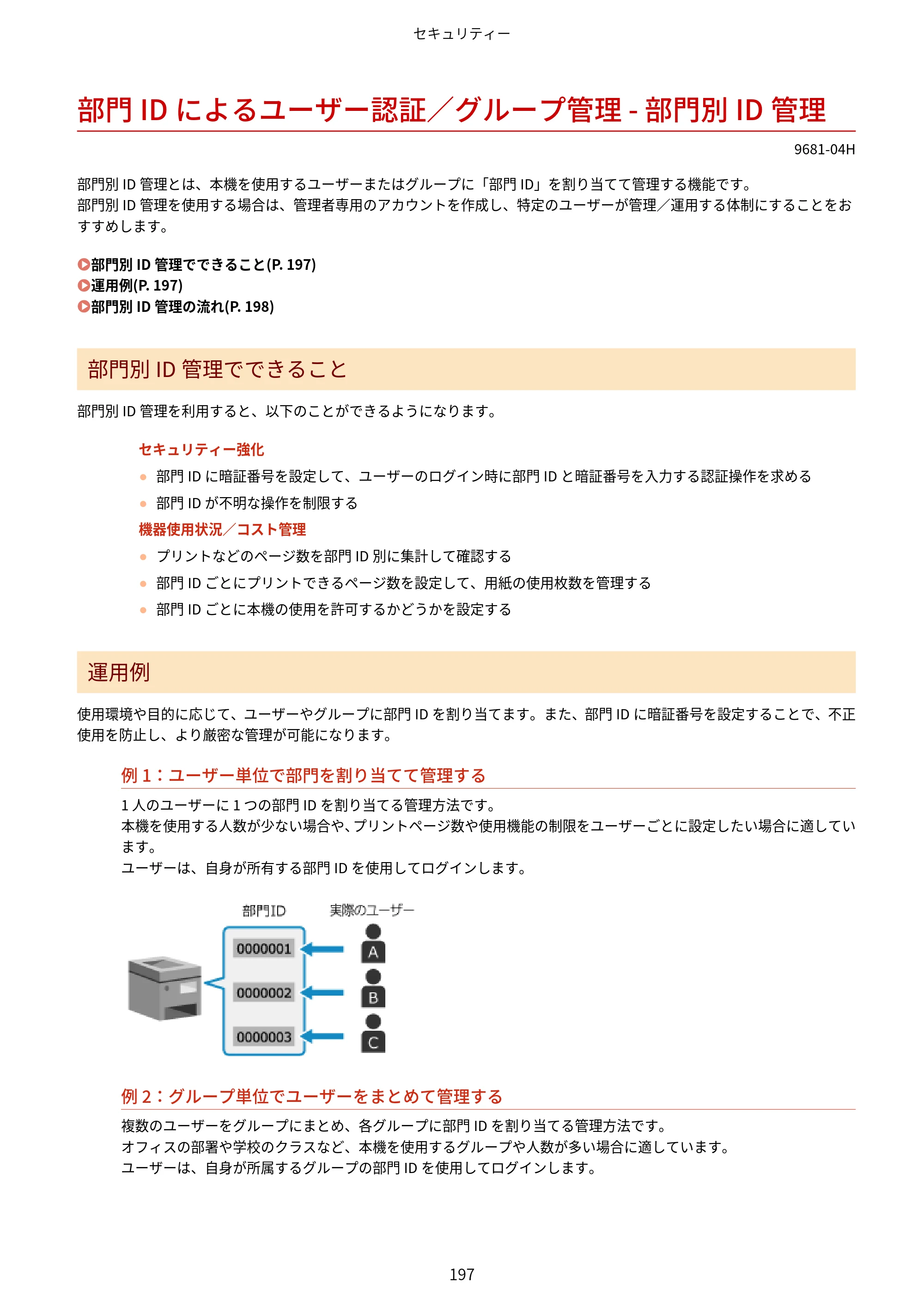 キヤノン LBP244・LBP241 ユーザーズガイド 2023年5月25日掲載（PDF：3.30MB） — 部門IDによるユーザー認証／グループ管理 - 部門別ID管理 — 原本ページ — 205ページ