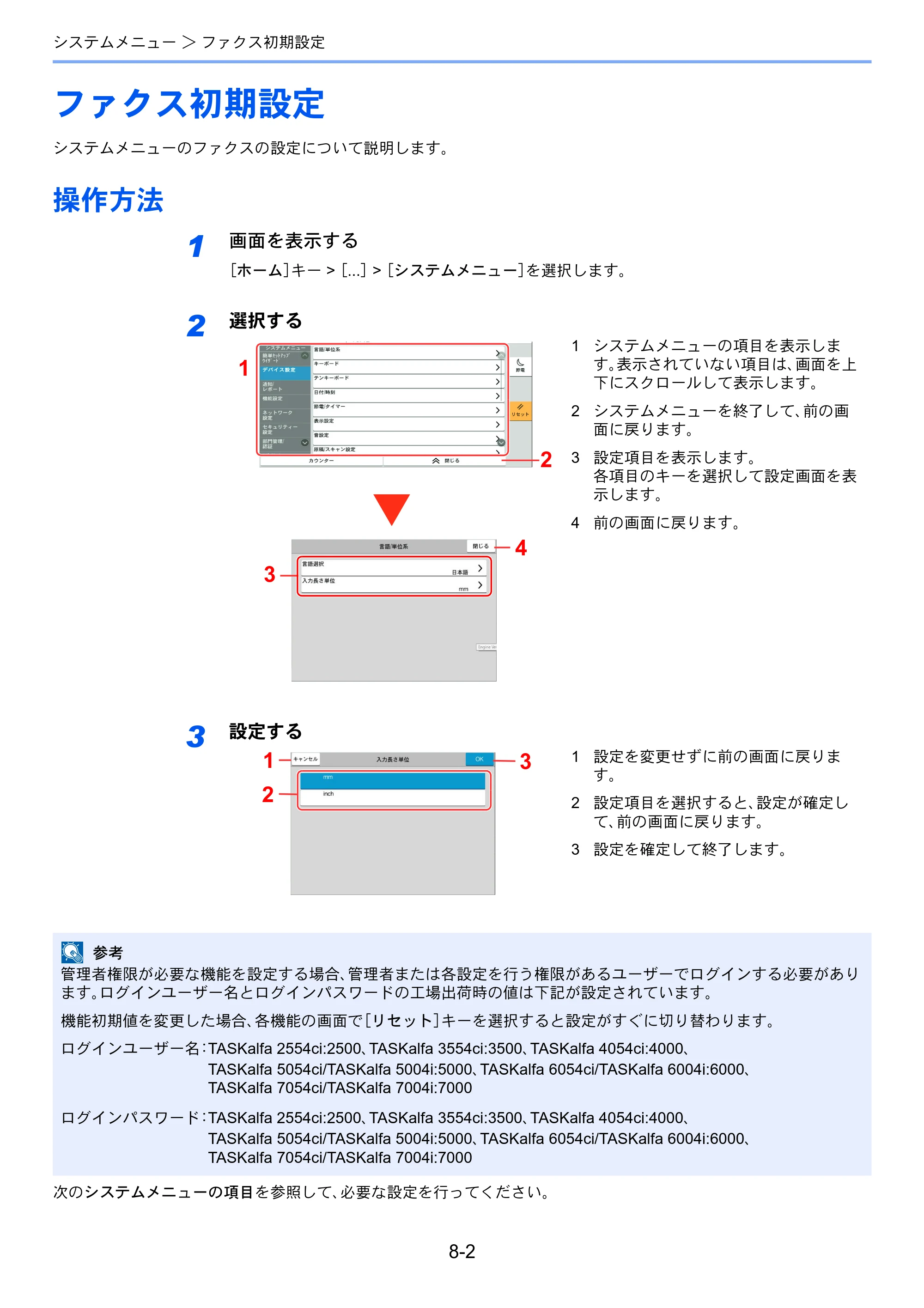 京セラ TASKalfa 2554ci / TASKalfa 3554ci / TASKalfa 4054ci TASKalfa 7004i/6003i/5004i FAX使用説明書 — ファクス初期設定 — 原本ページ — 196ページ