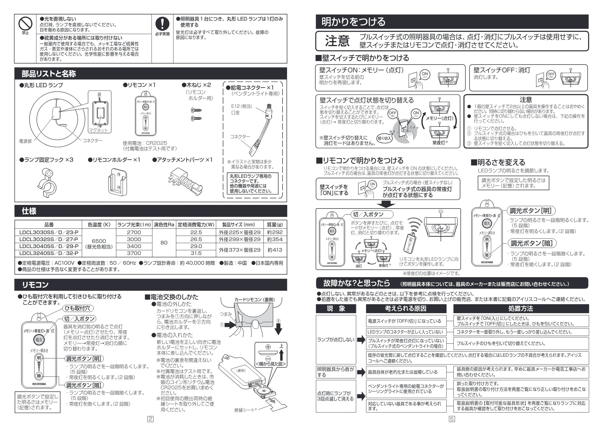 アイリスオーヤマ LDCL3240SS 取扱説明書 — 原本ページ — 2ページ
