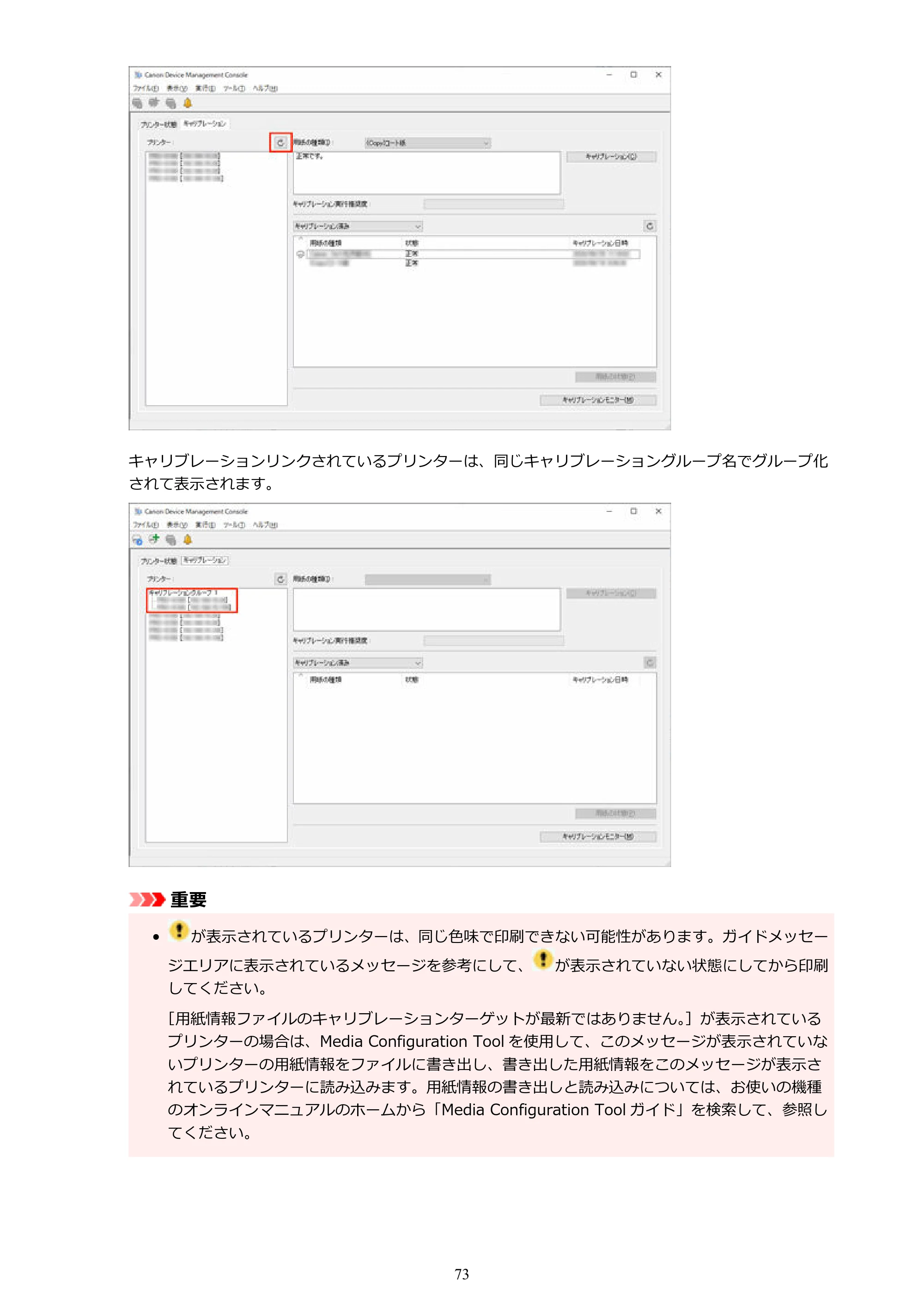 キヤノン PRO-1100 / TX-4200・TX-3200・TX-2200 / TZ-32000 Device Management Console ガイド （Windows版） 2024年10月2日掲載（PDF：2.56MB） — 原本ページ — 73ページ