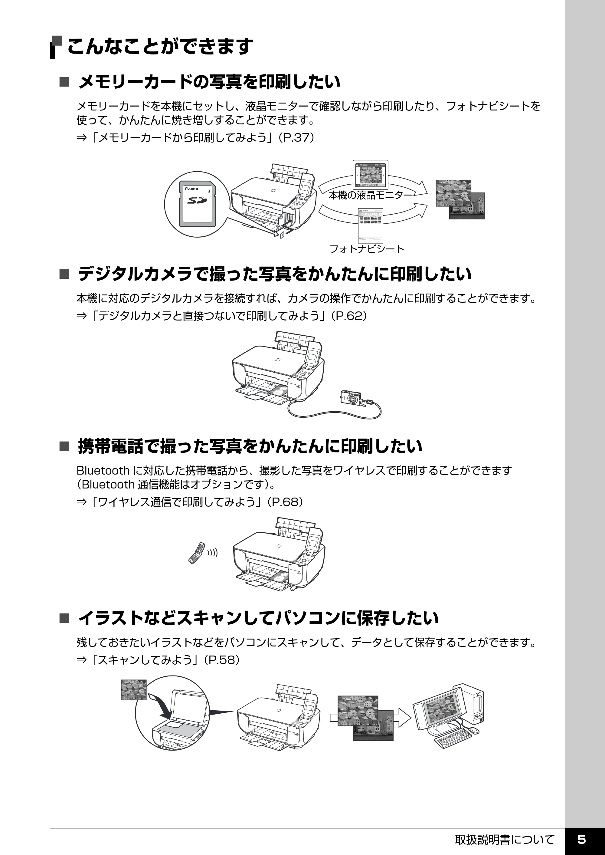キヤノン PIXUS MP470 操作ガイド(本体操作編) (PDF形式/6.03Mバイト) — こんなことができます — 原本ページ — 7ページ