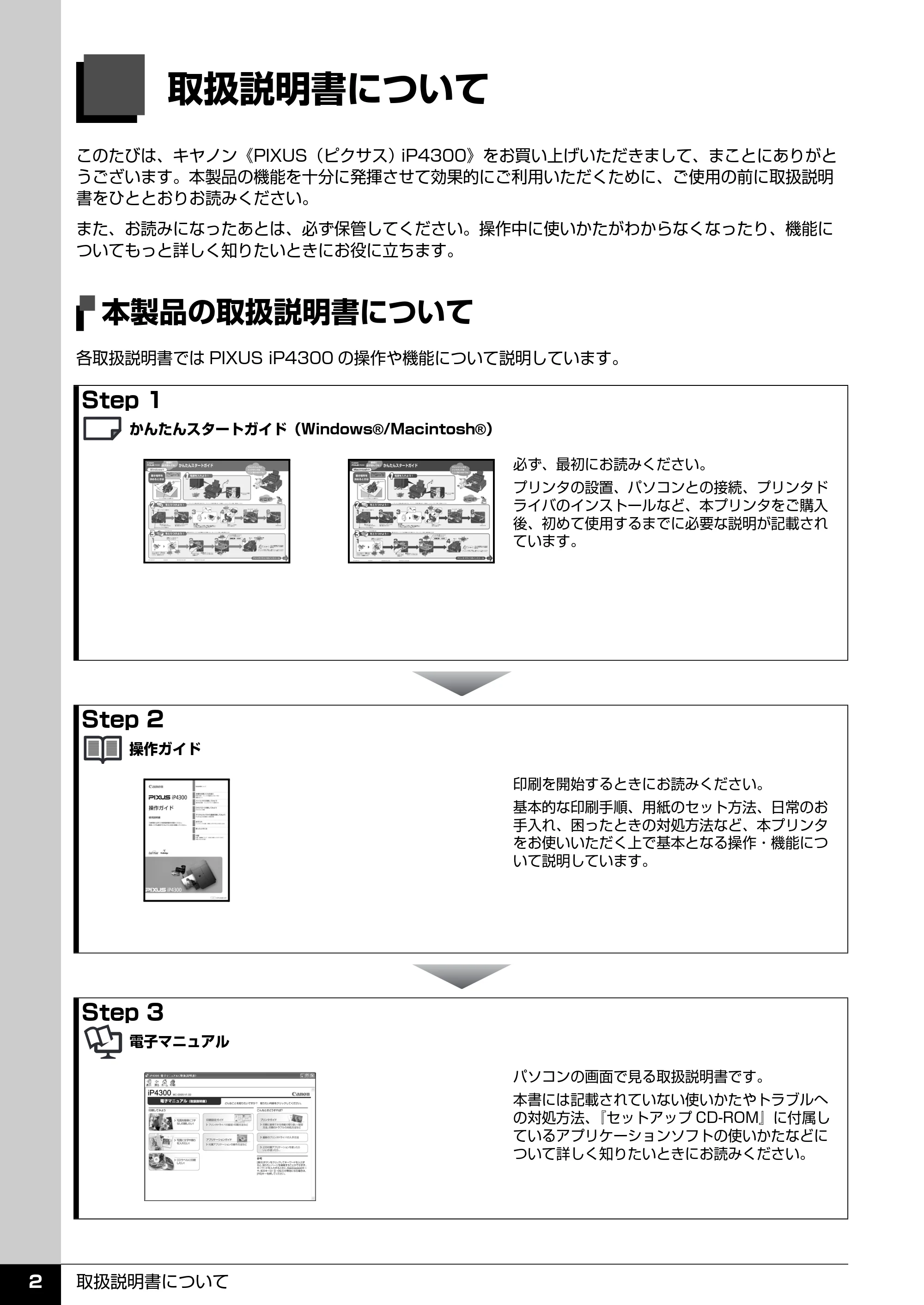 キヤノン PIXUS iP4300 操作ガイド （PDF形式／7.66Mバイト） — 原本ページ — 3ページ