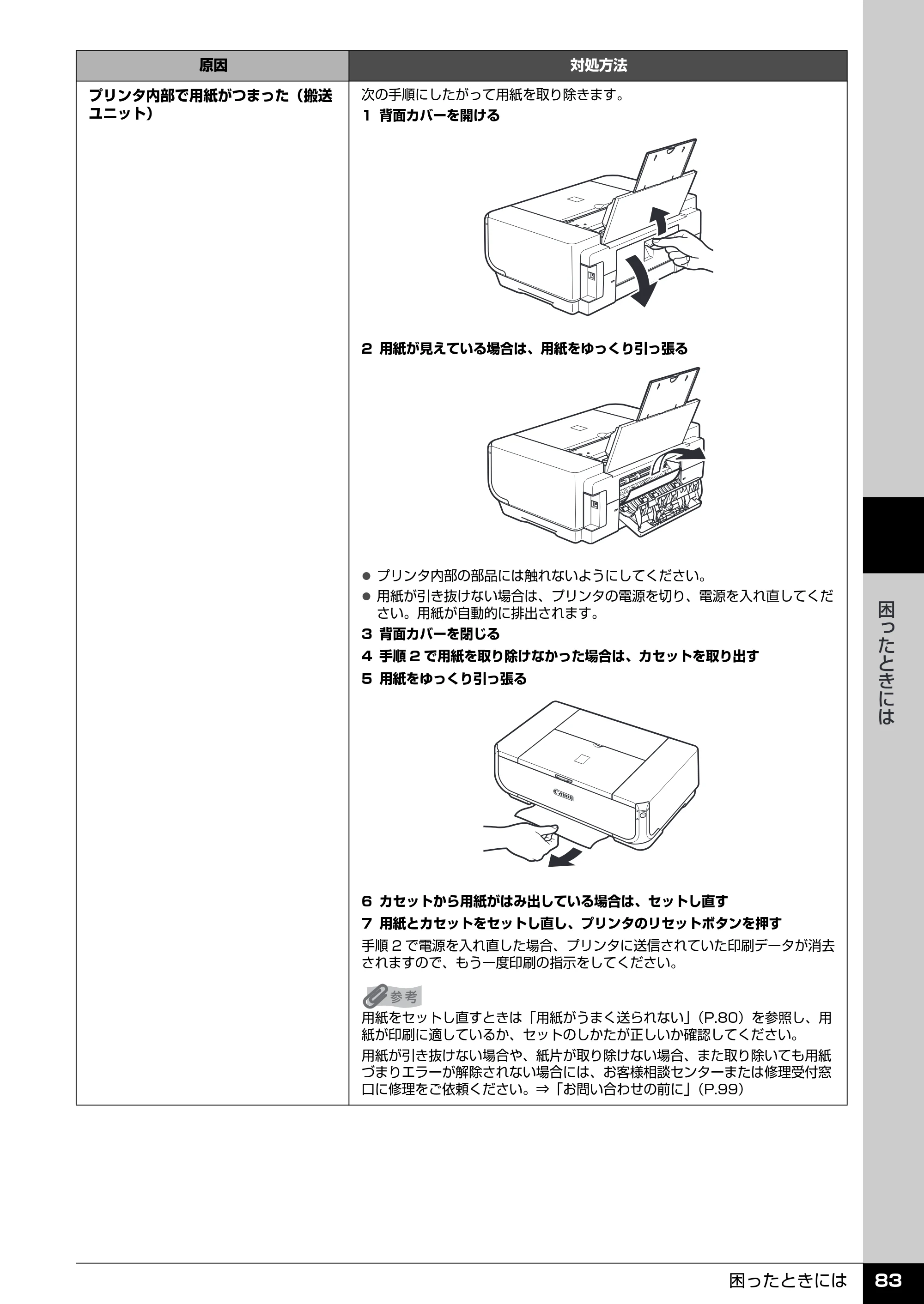 キヤノン PIXUS iP4300 操作ガイド （PDF形式／7.66Mバイト） — エラーランプがオレンジ色に点滅している — 原本ページ — 84ページ