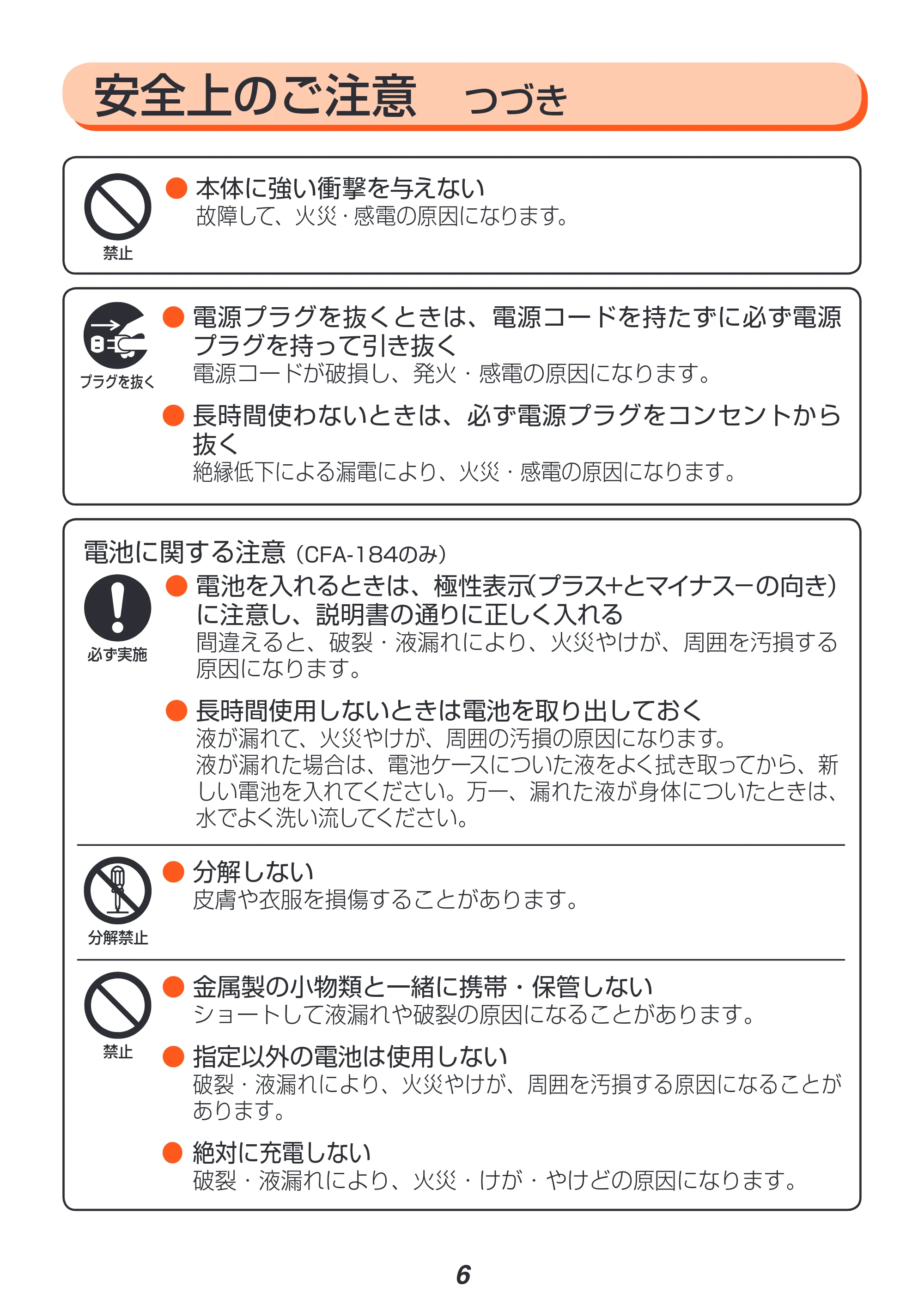 アイリスオーヤマ CFA-184 取扱説明書 — 原本ページ — 6ページ