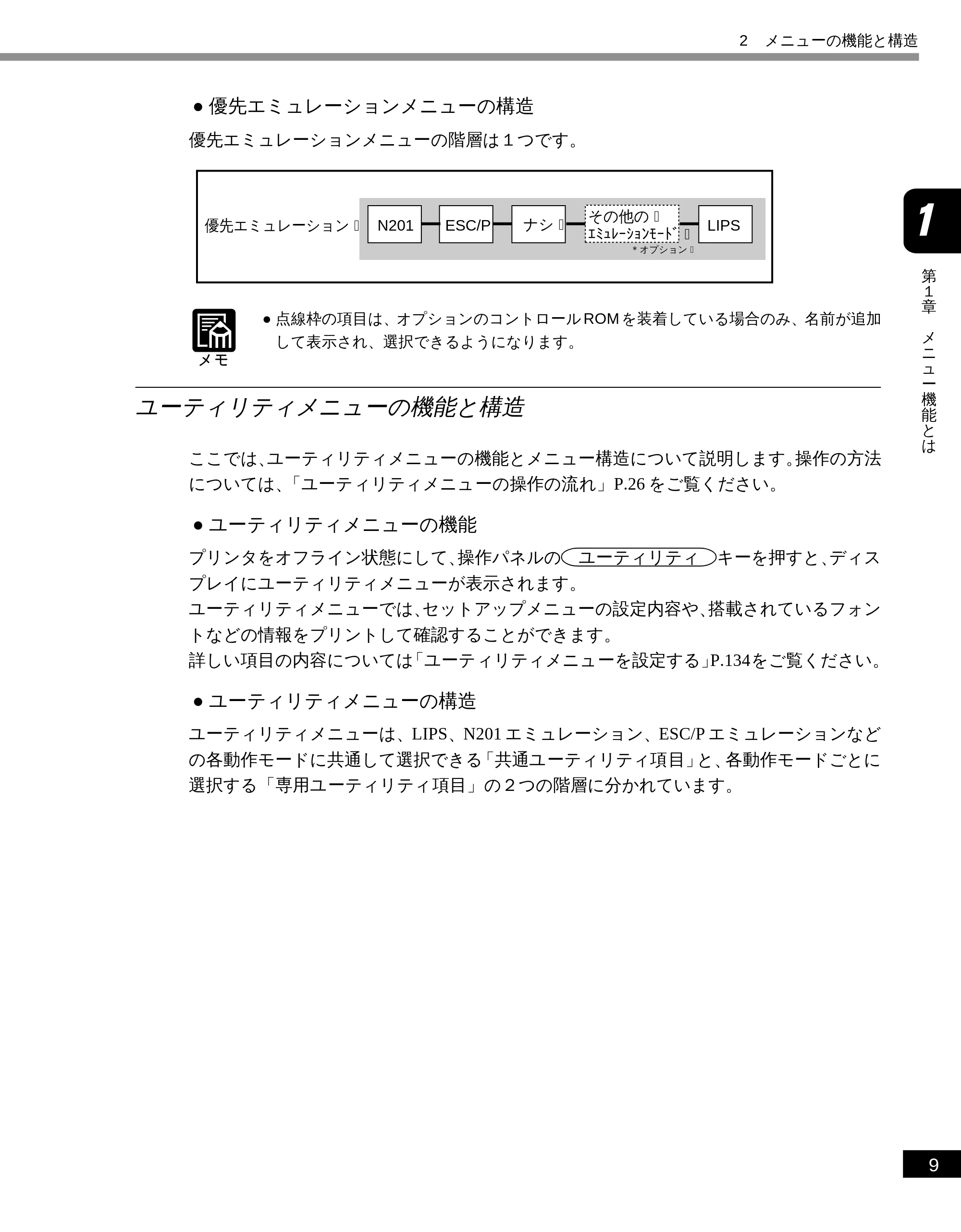 キヤノン LBP-1810 LIPS機能ガイド （PDF形式／3.76Mバイト） — ユーティリティメニューの機能と構造 — 原本ページ — 21ページ