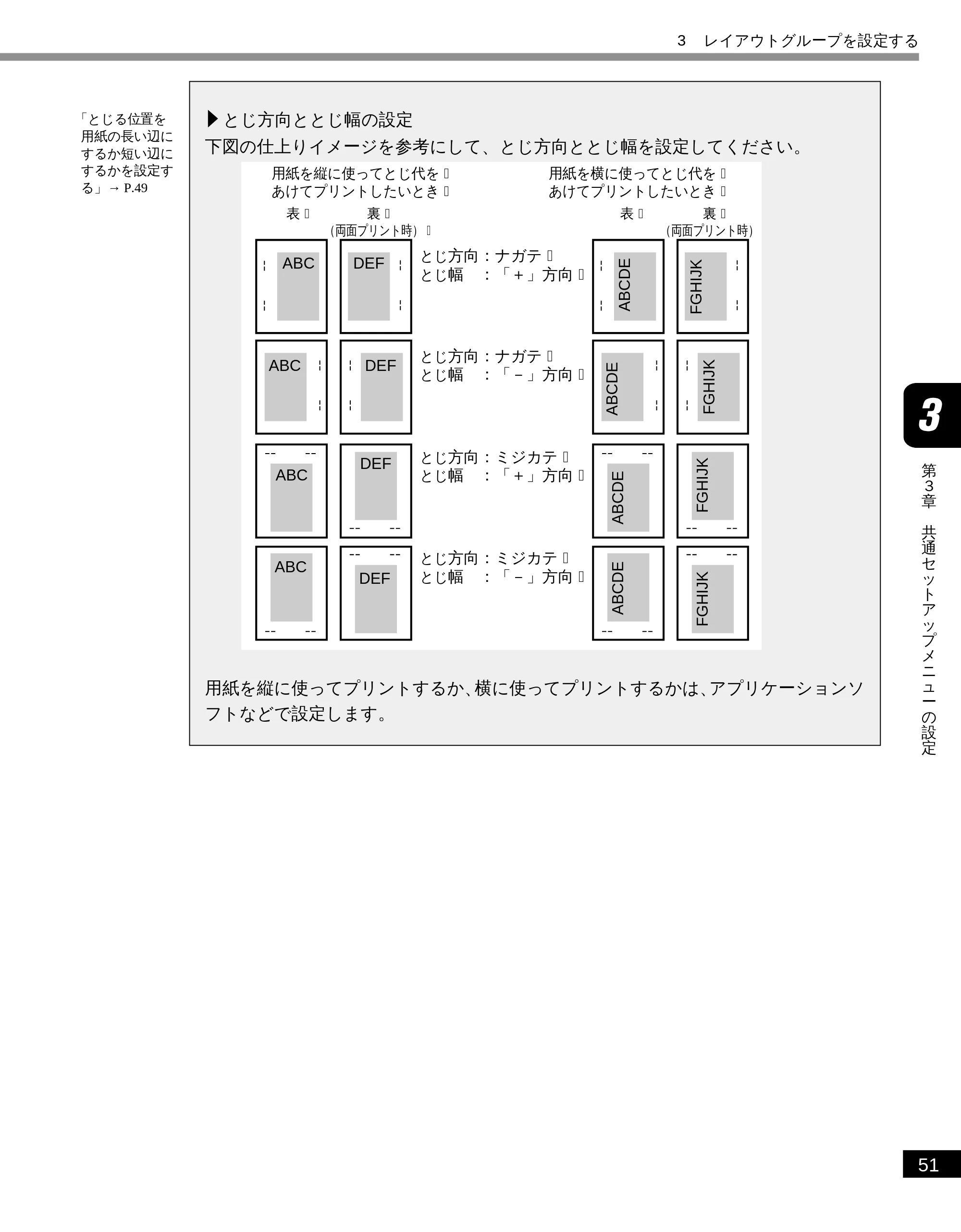 キヤノン LBP-1810 LIPS機能ガイド （PDF形式／3.76Mバイト） — とじ方向ととじ幅の設定 — 原本ページ — 62ページ