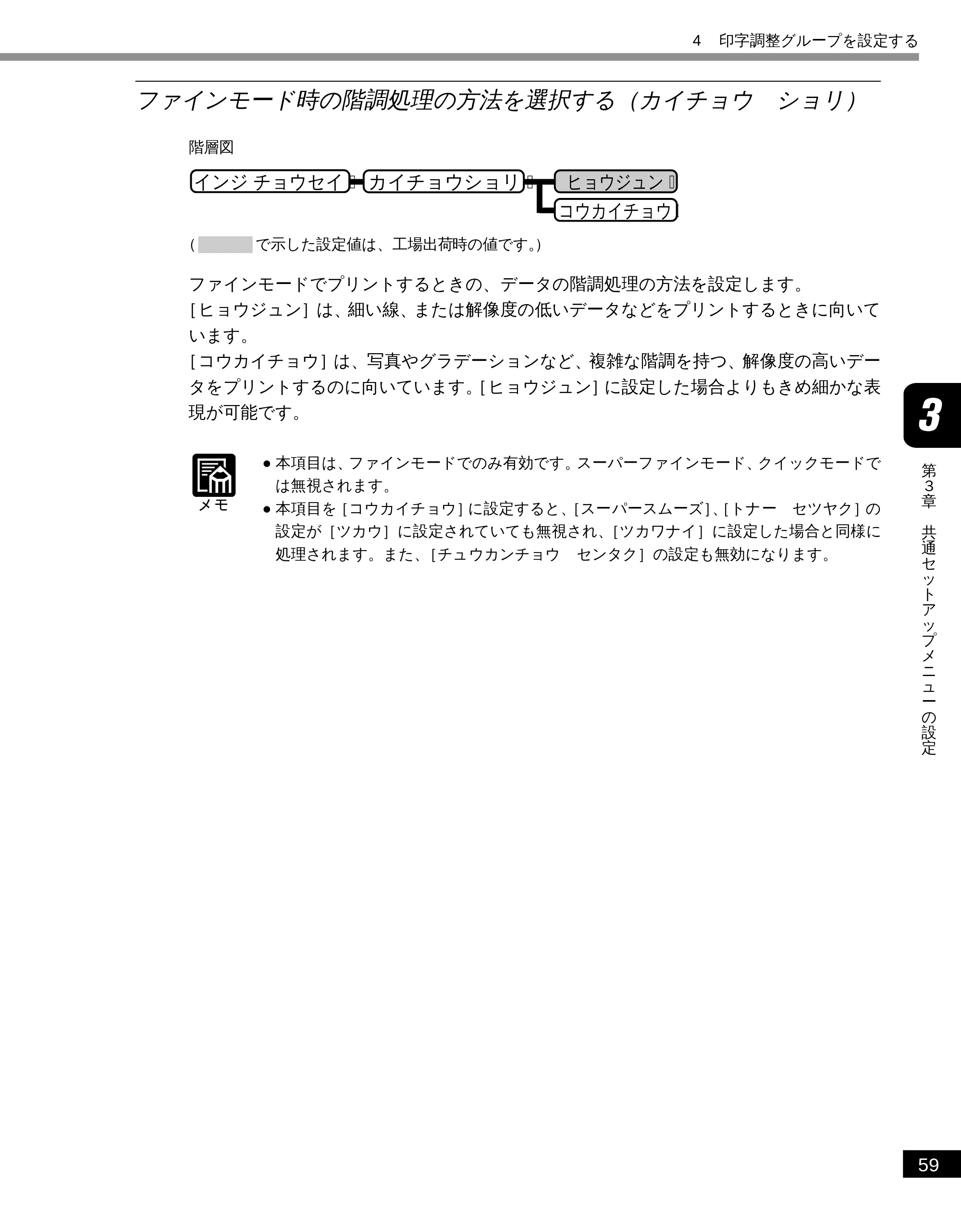 キヤノン LBP-1810 LIPS機能ガイド （PDF形式／3.76Mバイト） — ファインモード時の階調処理の方法を選択する（カイチョウ ショリ） — 原本ページ — 70ページ
