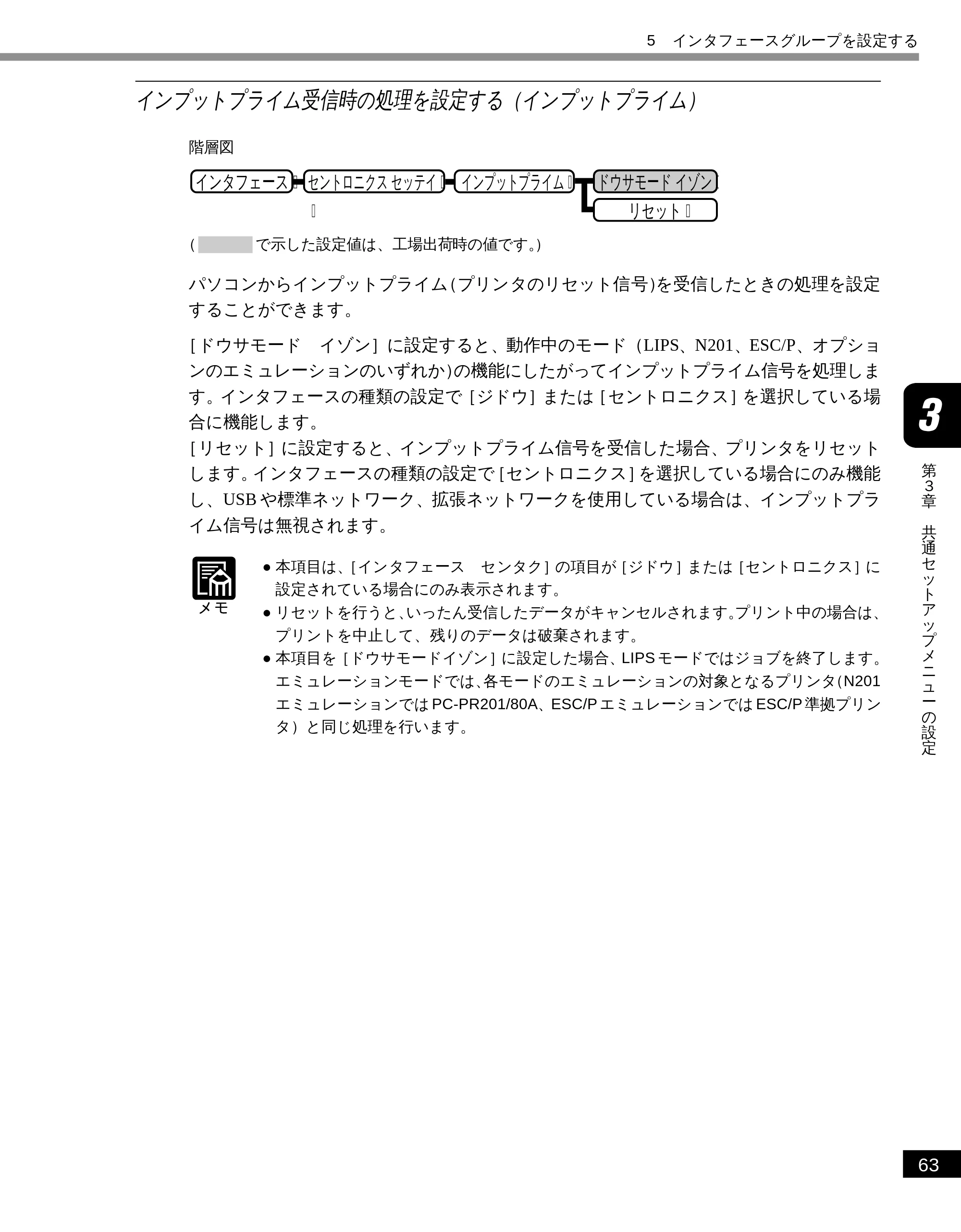 キヤノン LBP-1810 LIPS機能ガイド （PDF形式／3.76Mバイト） — インプットプライム受信時の処理を設定する（インプットプライム） — 原本ページ — 74ページ