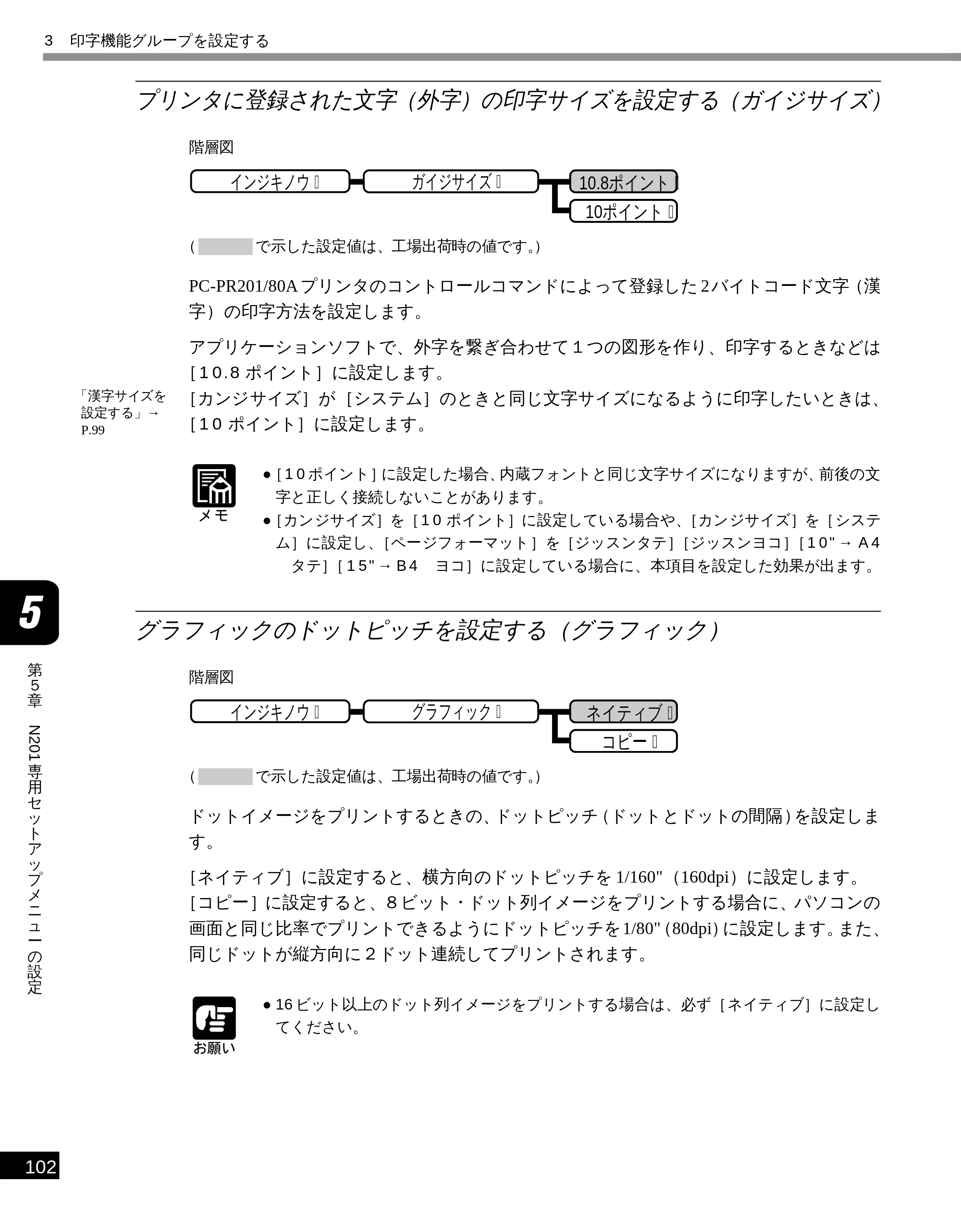 キヤノン LBP-1810 LIPS機能ガイド （PDF形式／3.76Mバイト） — プリンタに登録された文字（外字）の印字サイズを設定する（ガイジサイズ） — 原本ページ — 113ページ