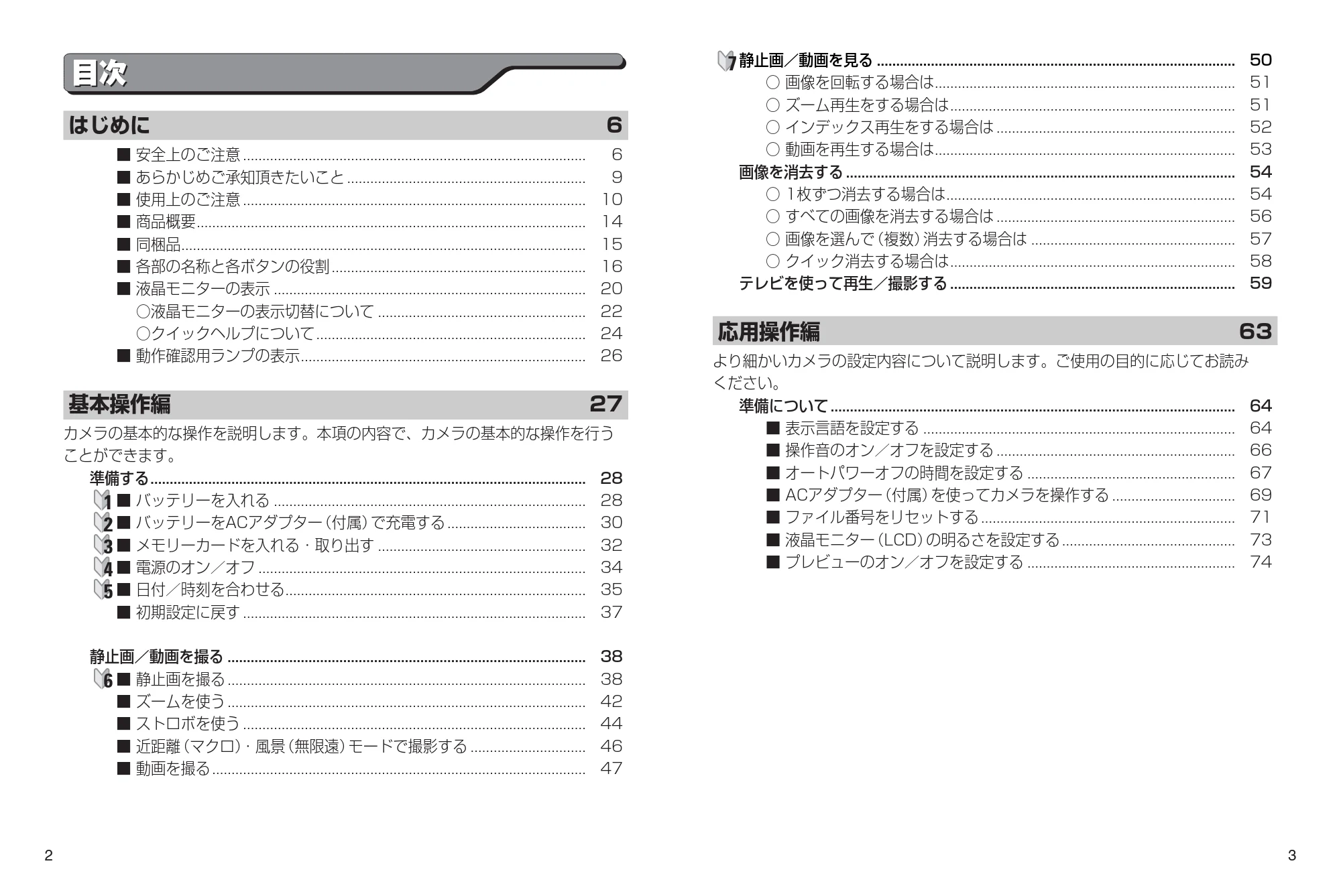 日立 HDC-531 取扱説明書 — 目次 — 原本ページ — 2ページ