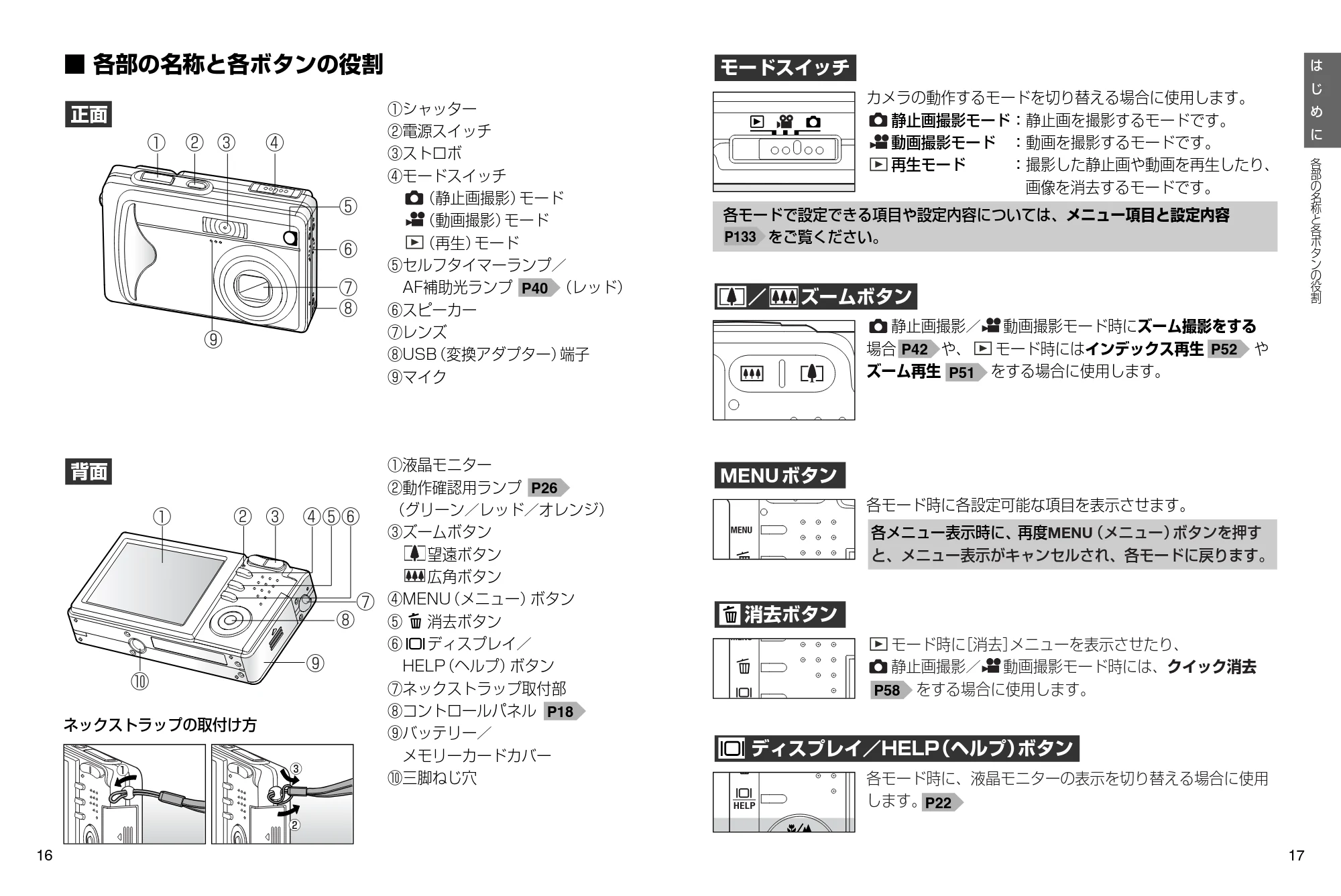 日立 HDC-531 取扱説明書 — 各部の名称と各ボタンの役割 — 原本ページ — 9ページ