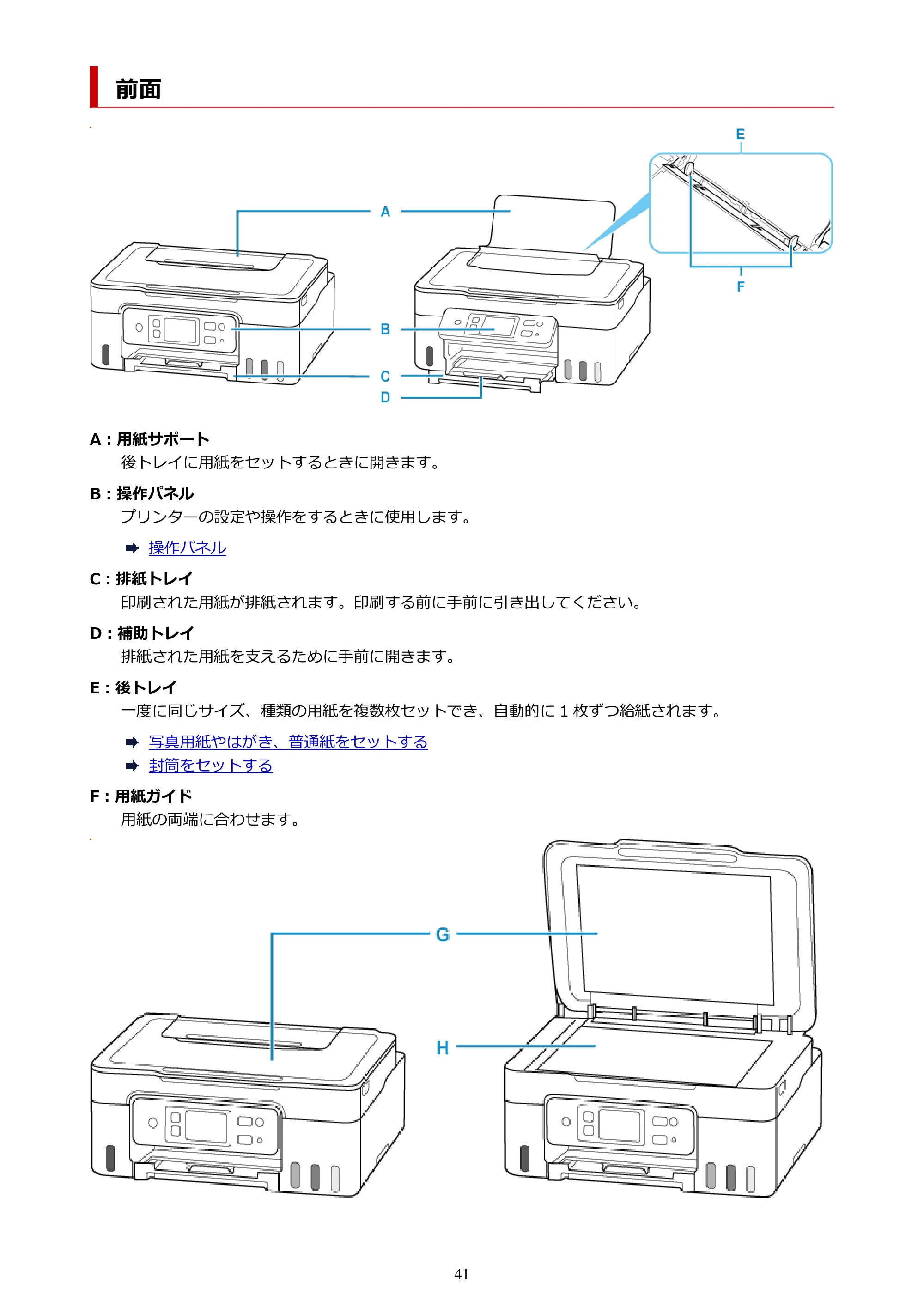 キヤノン G3390 G3390（PDF）オンラインマニュアル 取扱説明書 2026年3月5日更新（PDF：4.8MB） — 前面 — 原本ページ — 41ページ