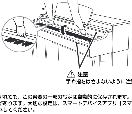ヤマハ CSP-170 / CSP-150 CSP-170/CSP-150 取扱説明書 — 7 キーカバーを閉めます。 — 図版 16-1 — 16ページ