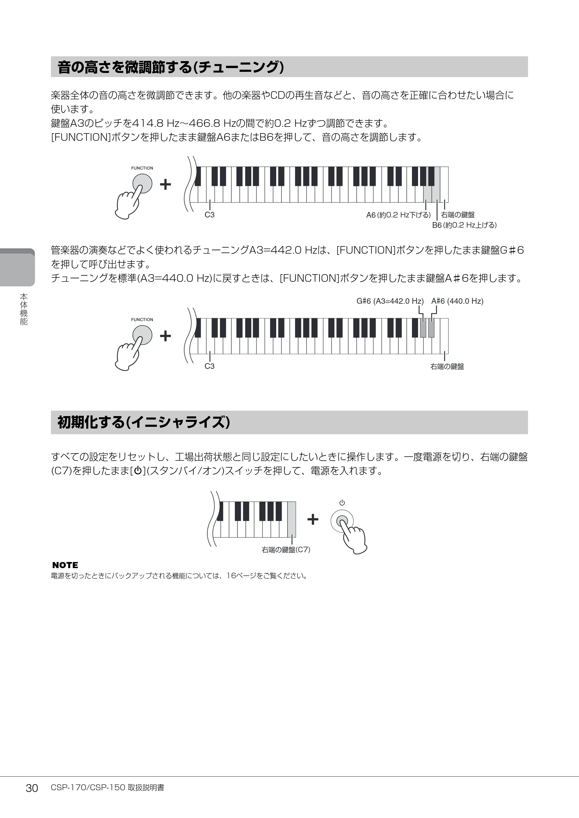 ヤマハ CSP-170 / CSP-150 CSP-170/CSP-150 取扱説明書 — 音の高さを微調節する(チューニング) — 原本ページ — 30ページ