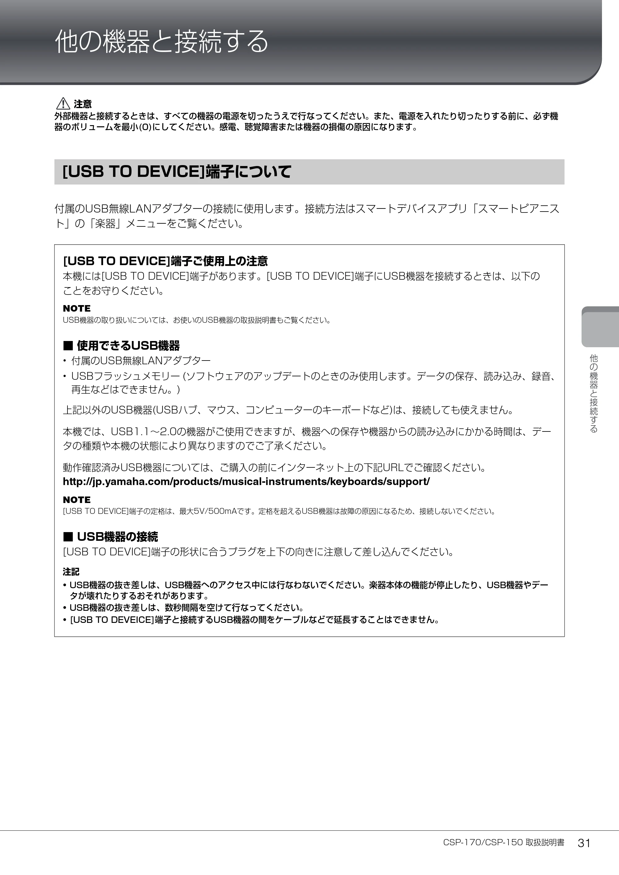ヤマハ CSP-170 / CSP-150 CSP-170/CSP-150 取扱説明書 — 他の機器と接続する — 原本ページ — 31ページ