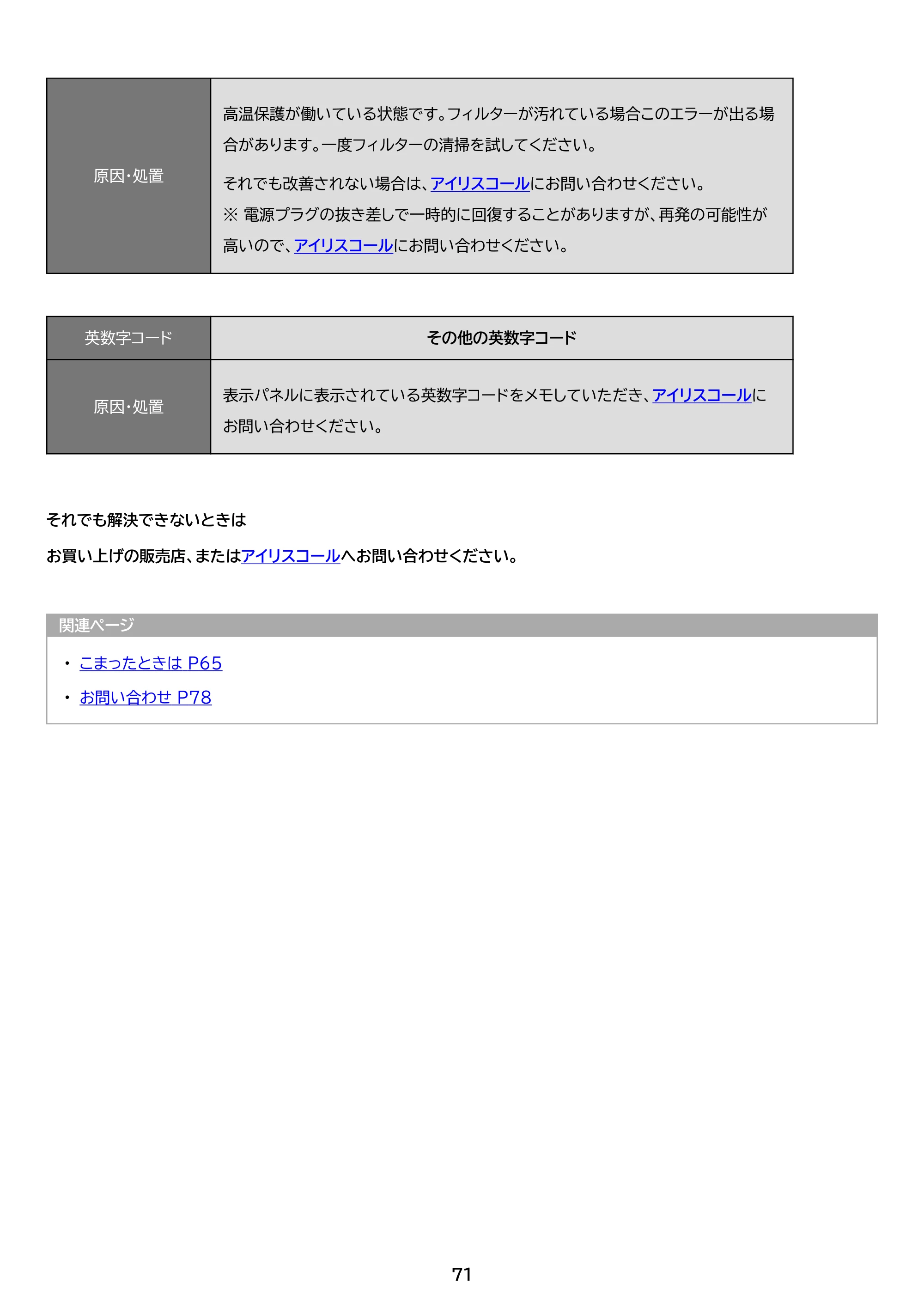 アイリスオーヤマ Wi-Fi / IHF-2807W 取扱説明書 — 原本ページ — 71ページ