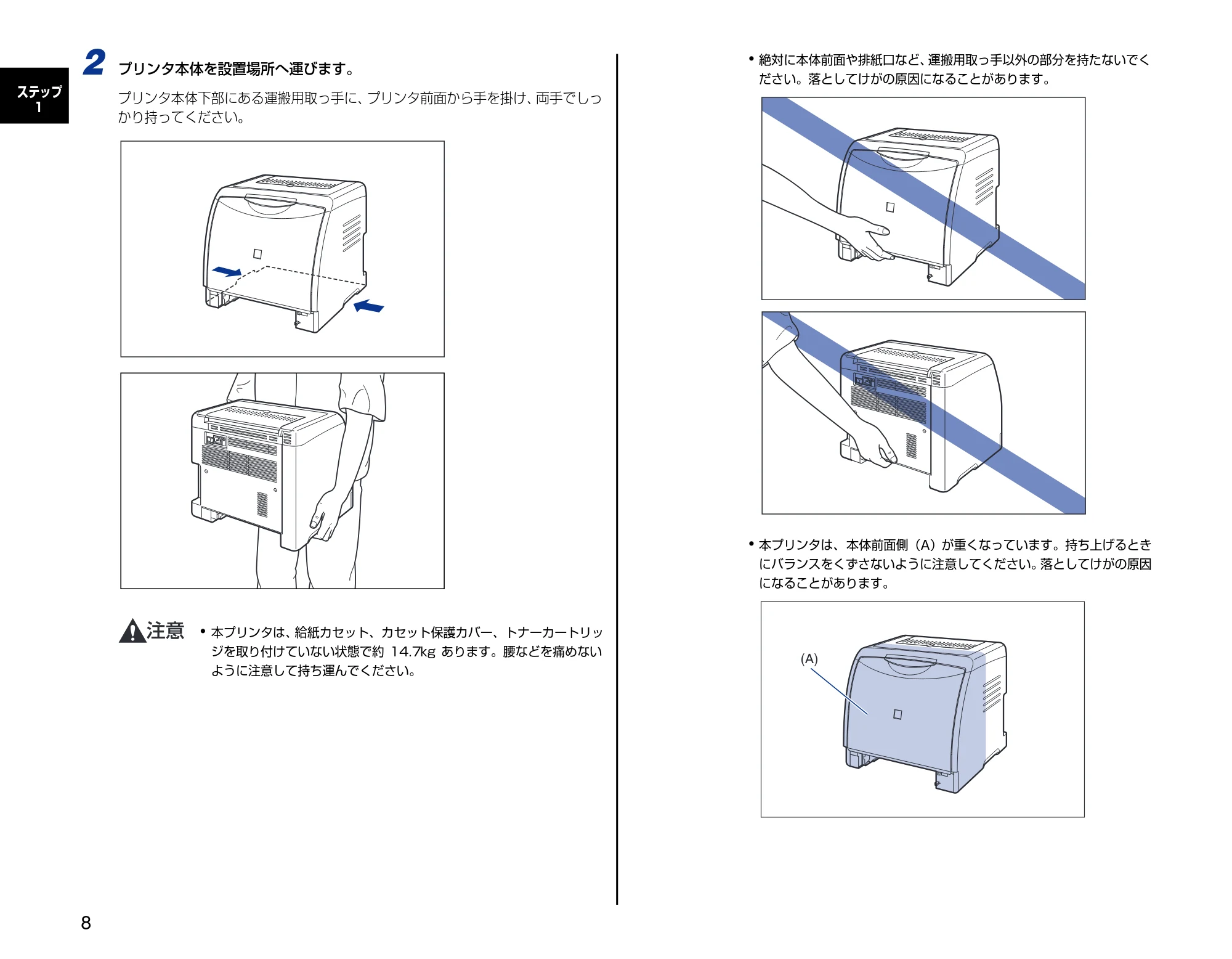 キヤノン LBP5000 設置時にお読みください 2007年7月9日更新 (PDF形式/3.56Mバイト) — 原本ページ — 8ページ