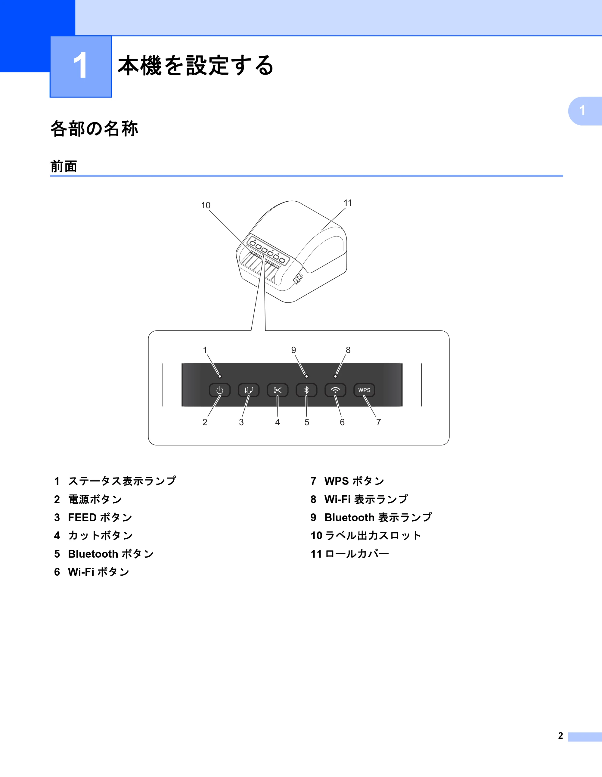 ブラザー QL-1115NWB ユーザーズガイド — 1 本機を設定する — 原本ページ — 10ページ