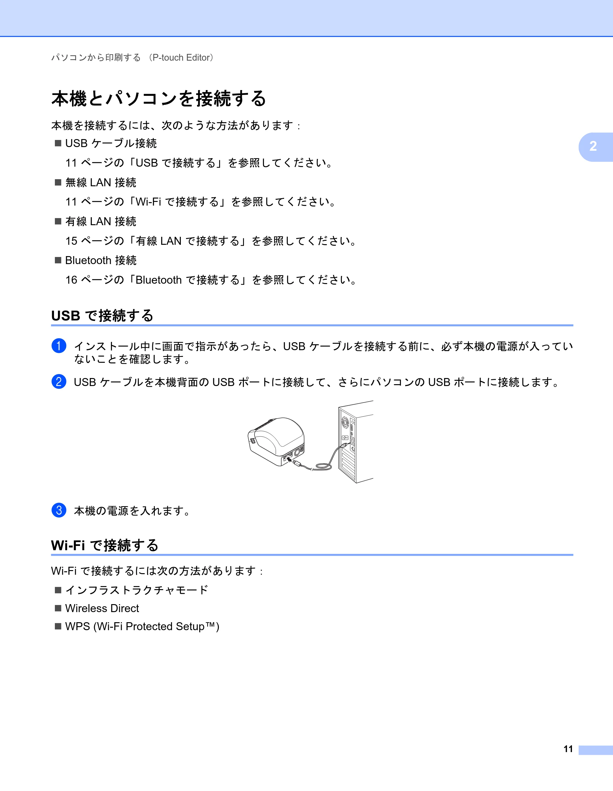 ブラザー QL-1115NWB ユーザーズガイド — 本機とパソコンを接続する — 原本ページ — 19ページ