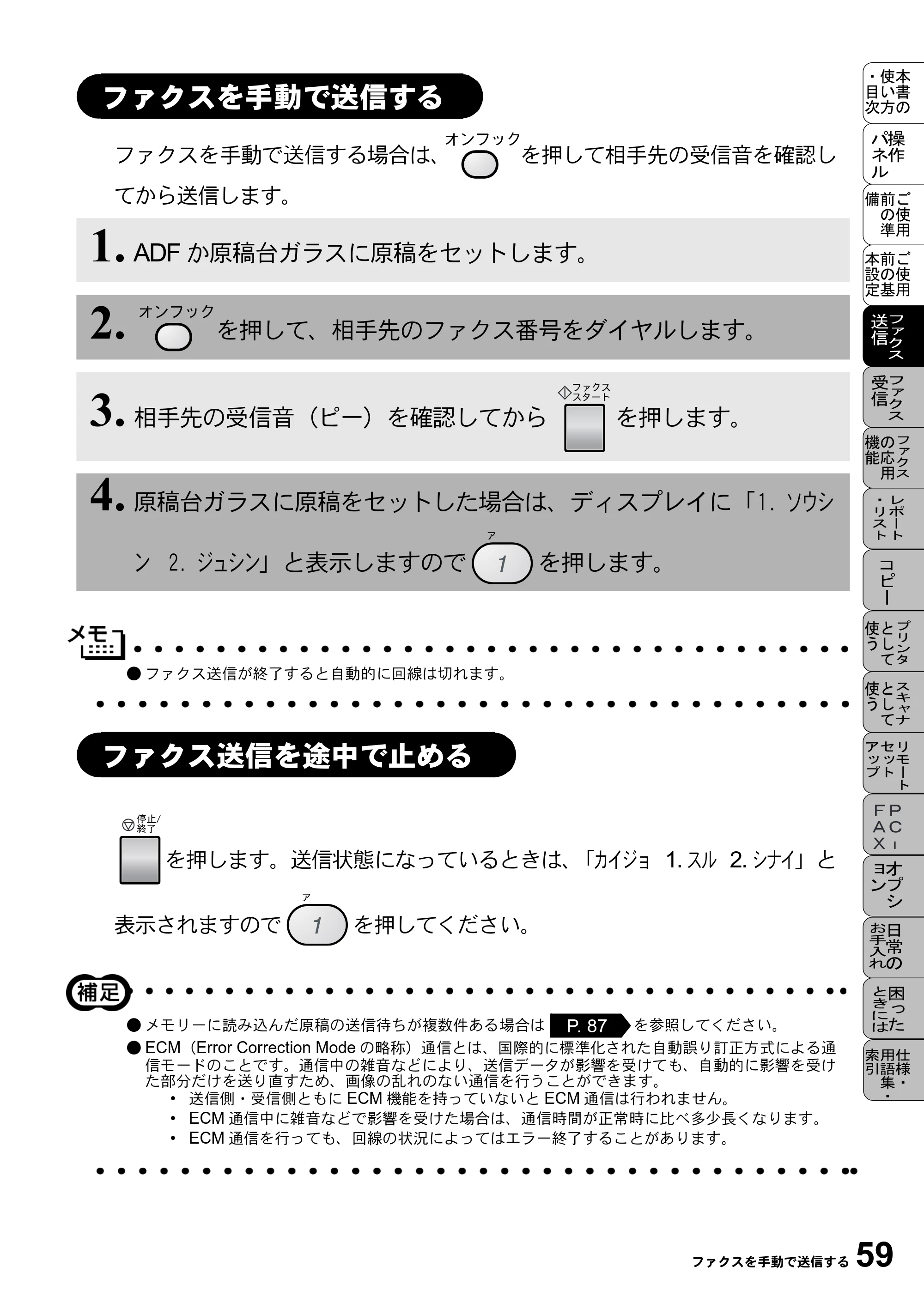 ブラザー MFC-9800J 取扱説明書（本体） — ファクスを手動で送信する — 原本ページ — 81ページ