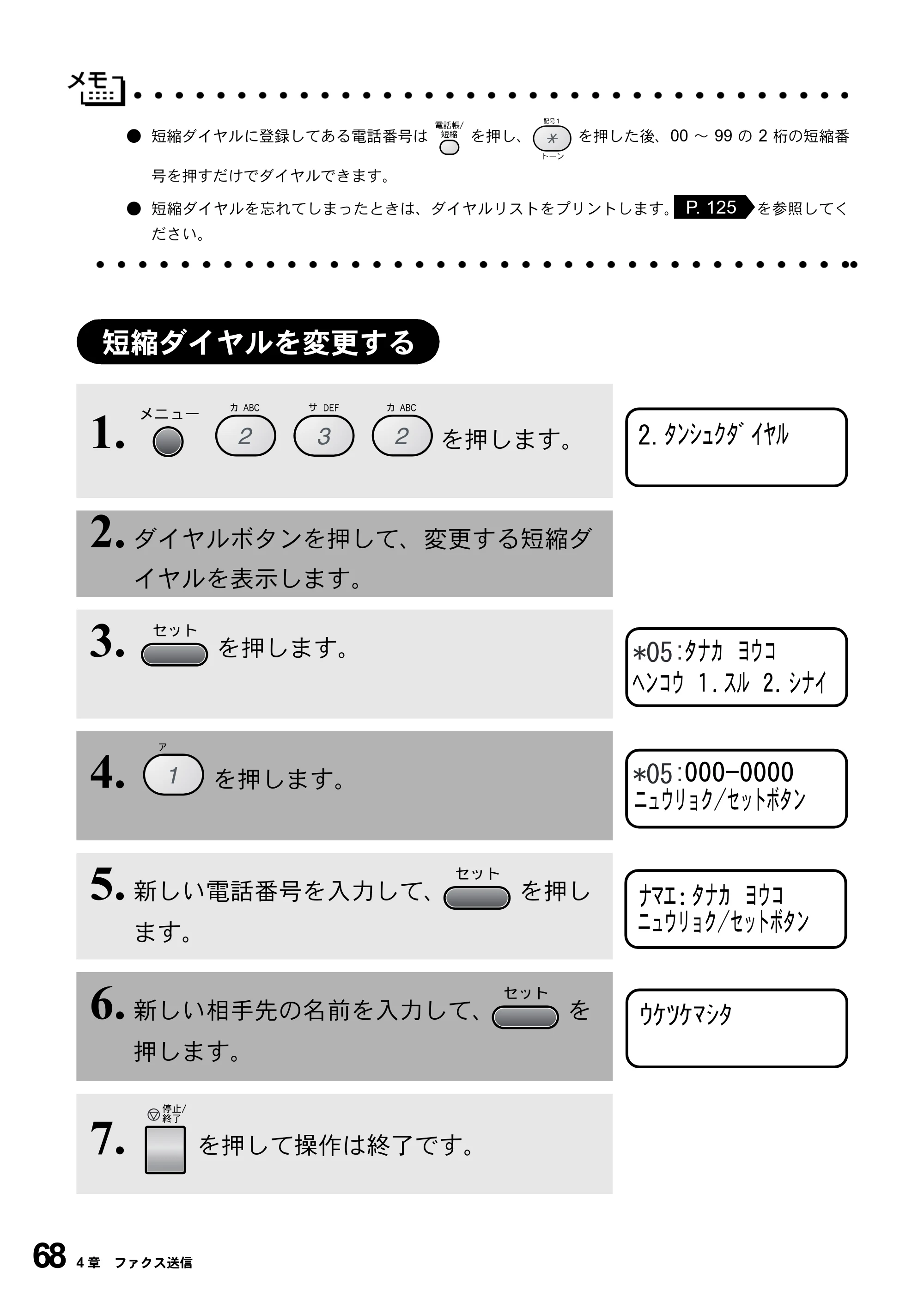 ブラザー MFC-9800J 取扱説明書（本体） — 短縮ダイヤルを変更する — 原本ページ — 90ページ
