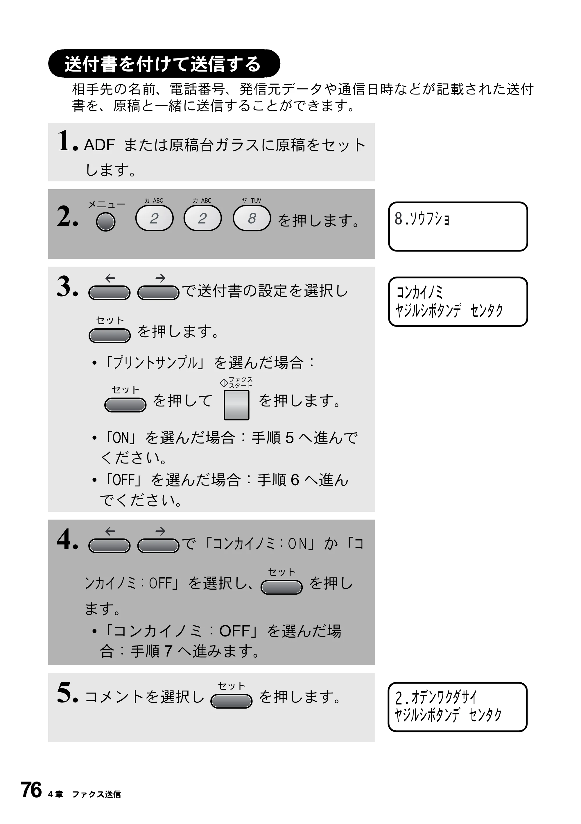 ブラザー MFC-9800J 取扱説明書（本体） — 送付書を付けて送信する — 原本ページ — 98ページ