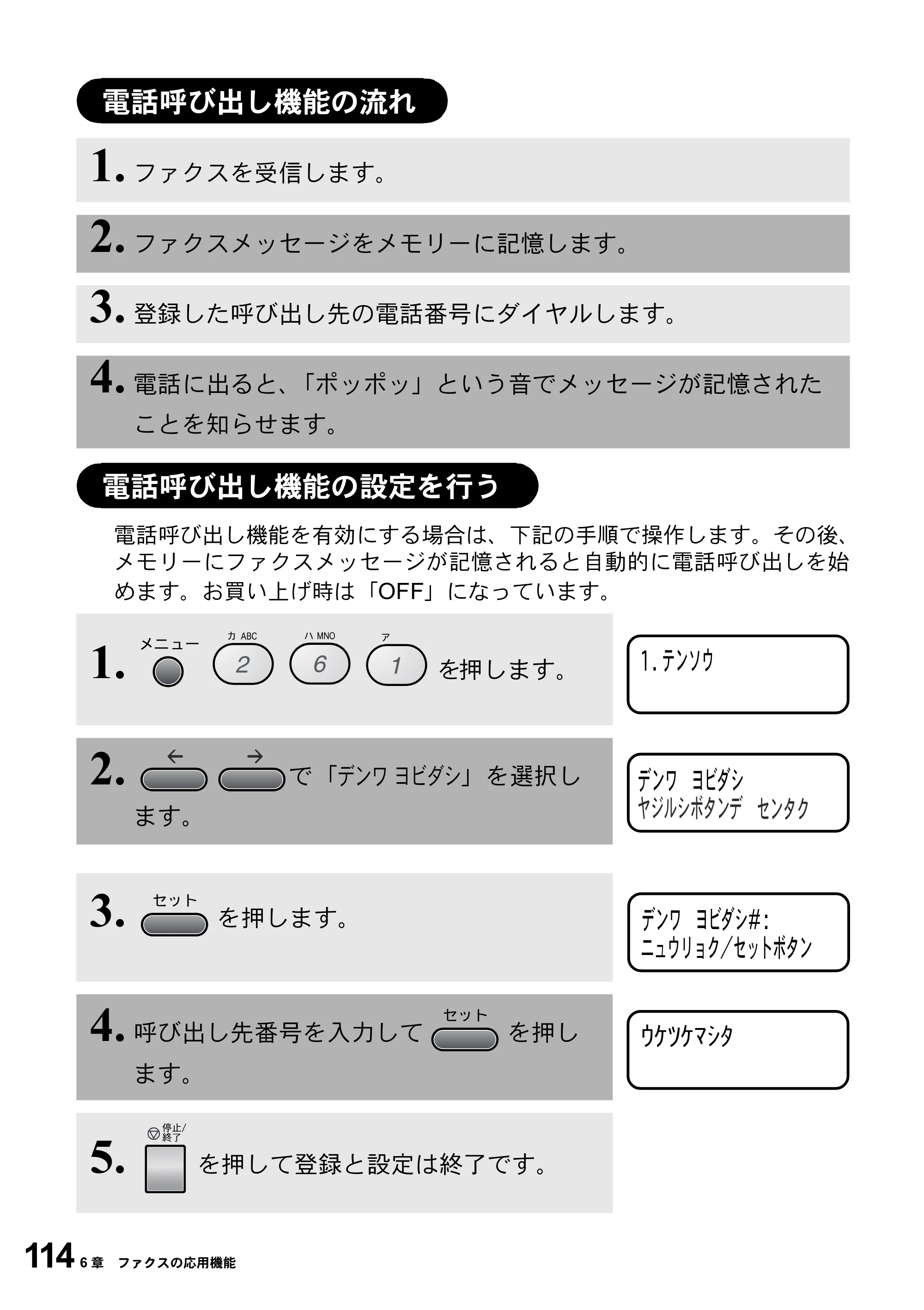 ブラザー MFC-9800J 取扱説明書（本体） — 電話呼び出し機能の流れ — 原本ページ — 136ページ