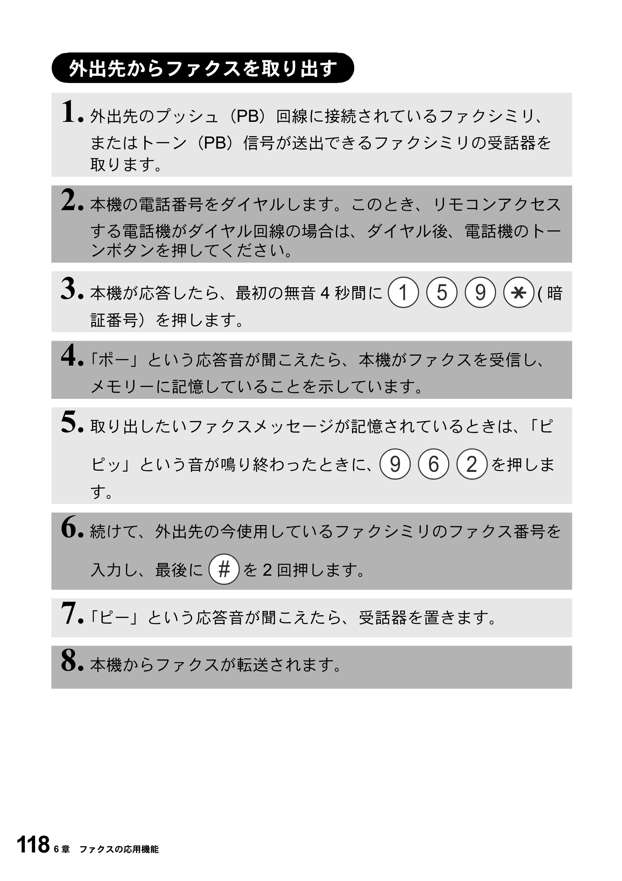 ブラザー MFC-9800J 取扱説明書（本体） — 外出先からファクスを取り出す — 原本ページ — 140ページ