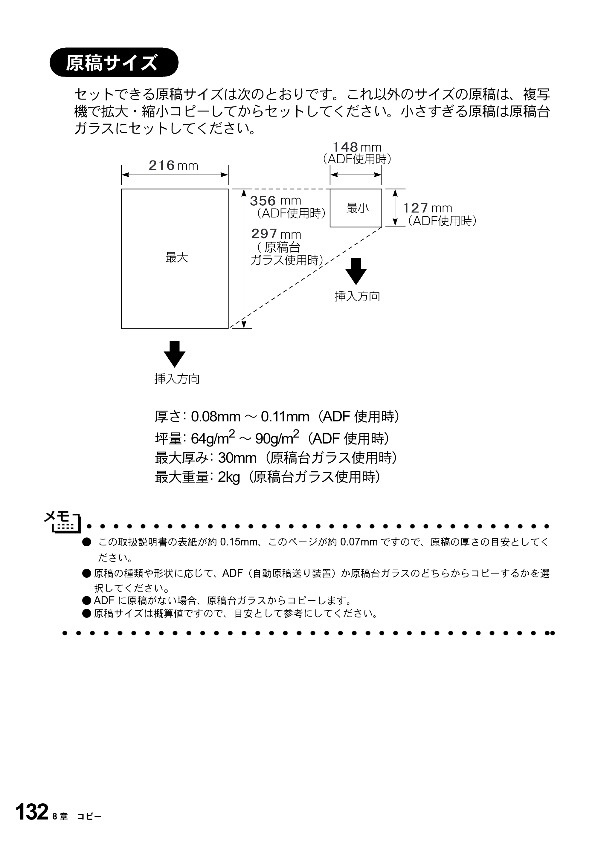 ブラザー MFC-9800J 取扱説明書（本体） — 原稿サイズ — 原本ページ — 154ページ