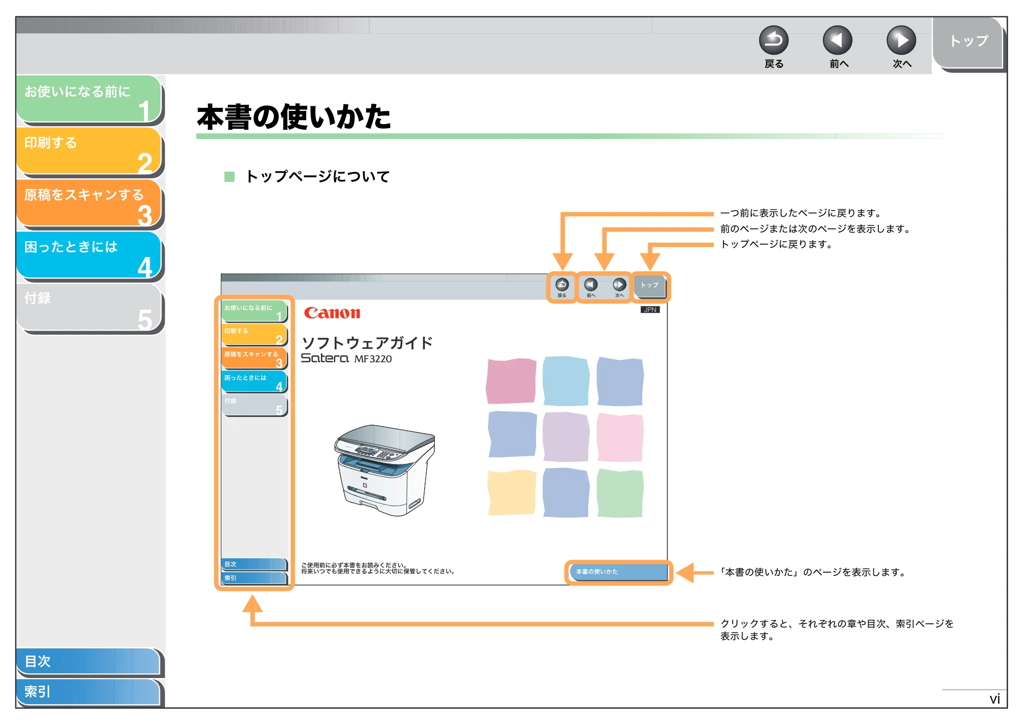 キヤノン MF3220 ソフトウエアガイド (PDF形式/9.54Mバイト) — 本書の使いかた — 原本ページ — 7ページ